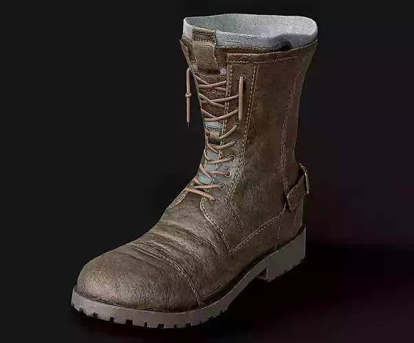 Game Ready Boot tan combat boots Low-poly 3D model