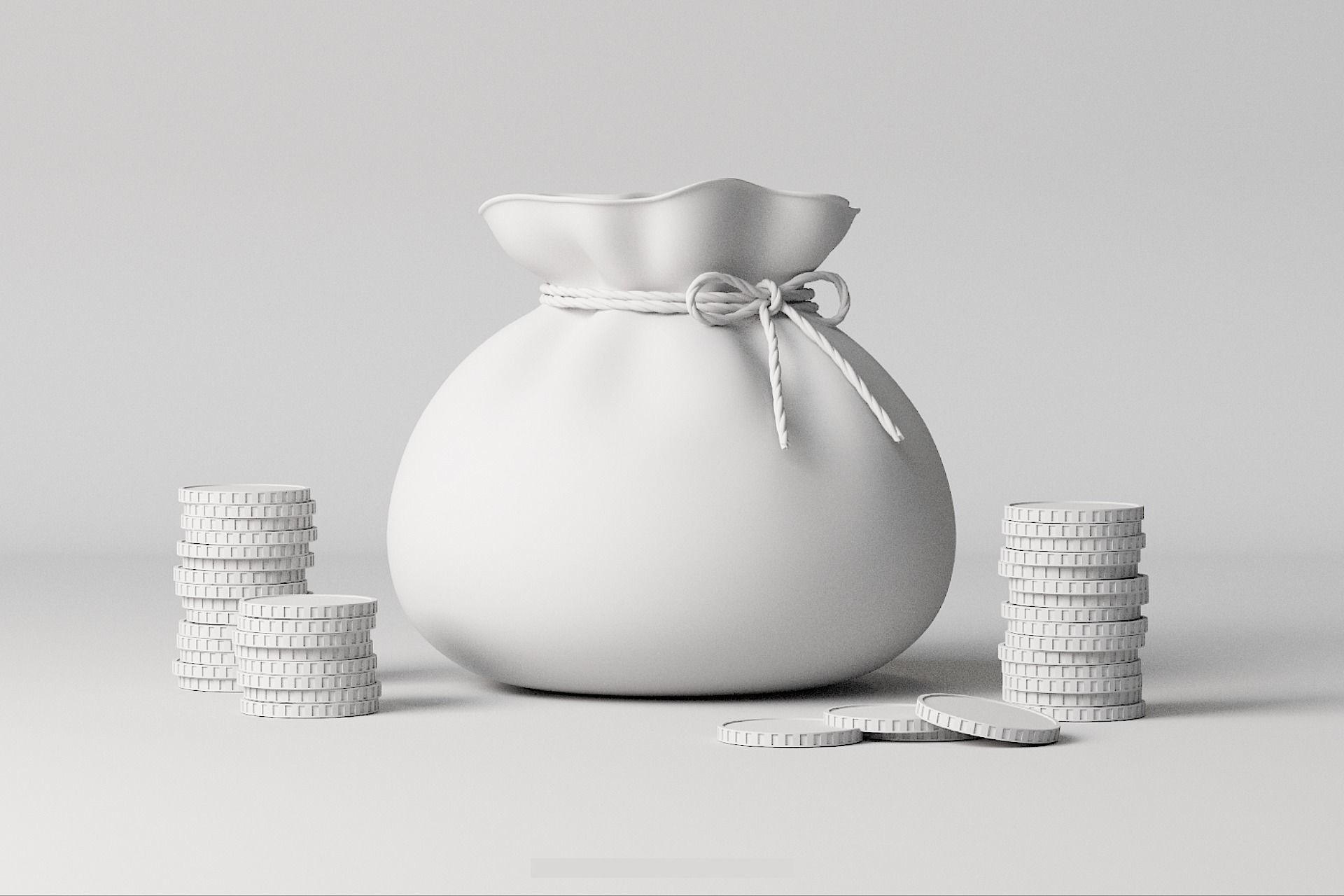 Money Sack Money Bag with Gold Coins Low-poly 3D model_6