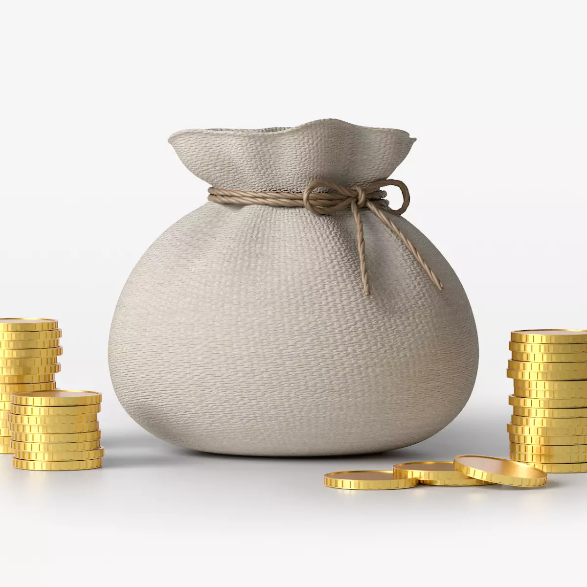 Money Sack Money Bag with Gold Coins Low-poly 3D model_0