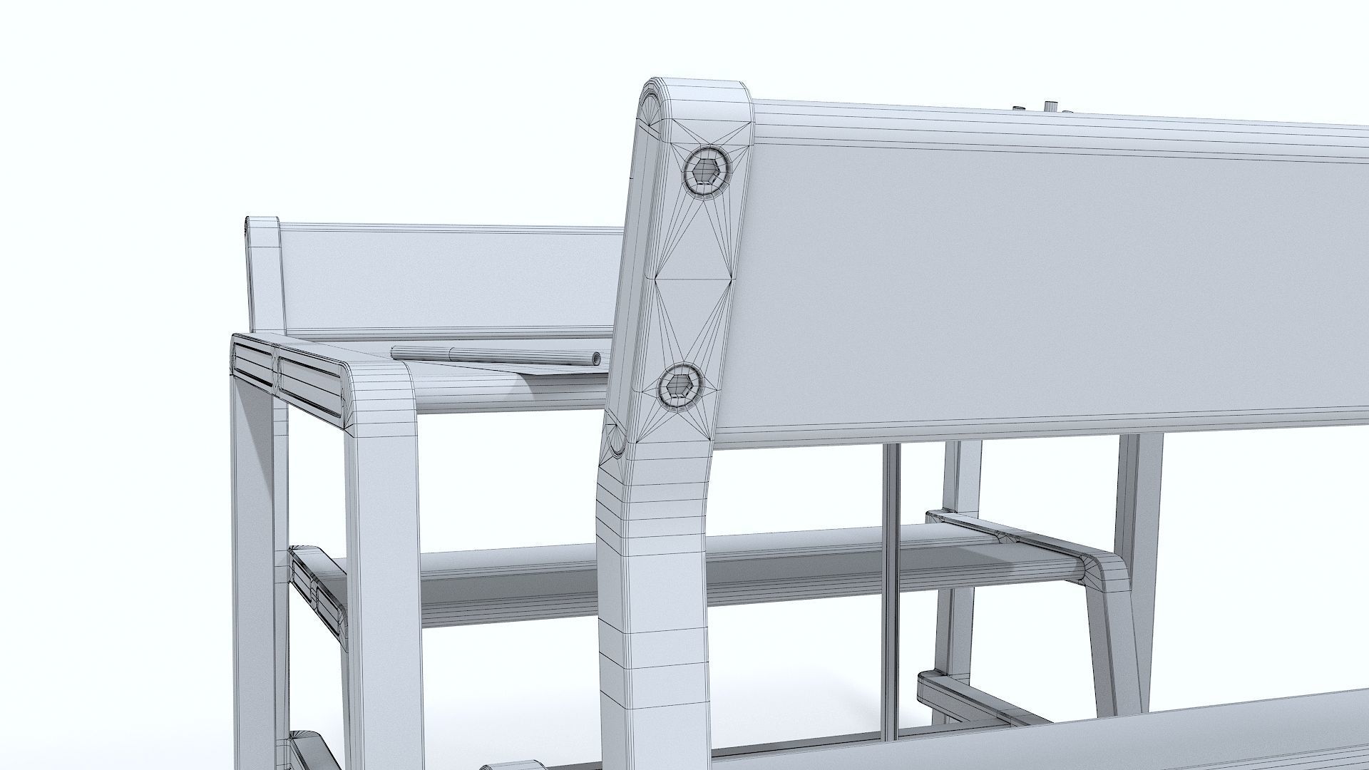 Children table with 2 benches 3D model_8