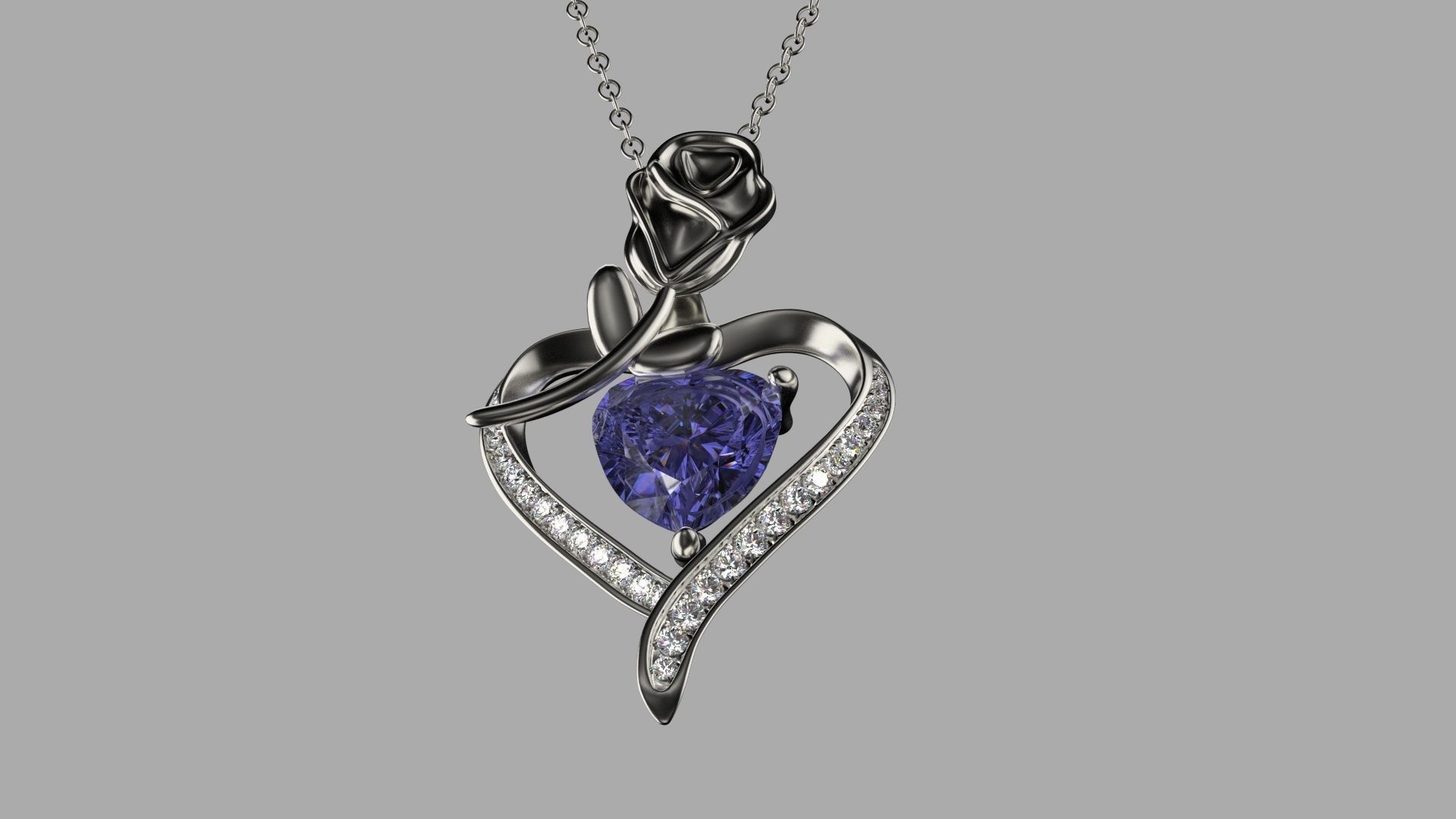necklace with diamond 3D model_4