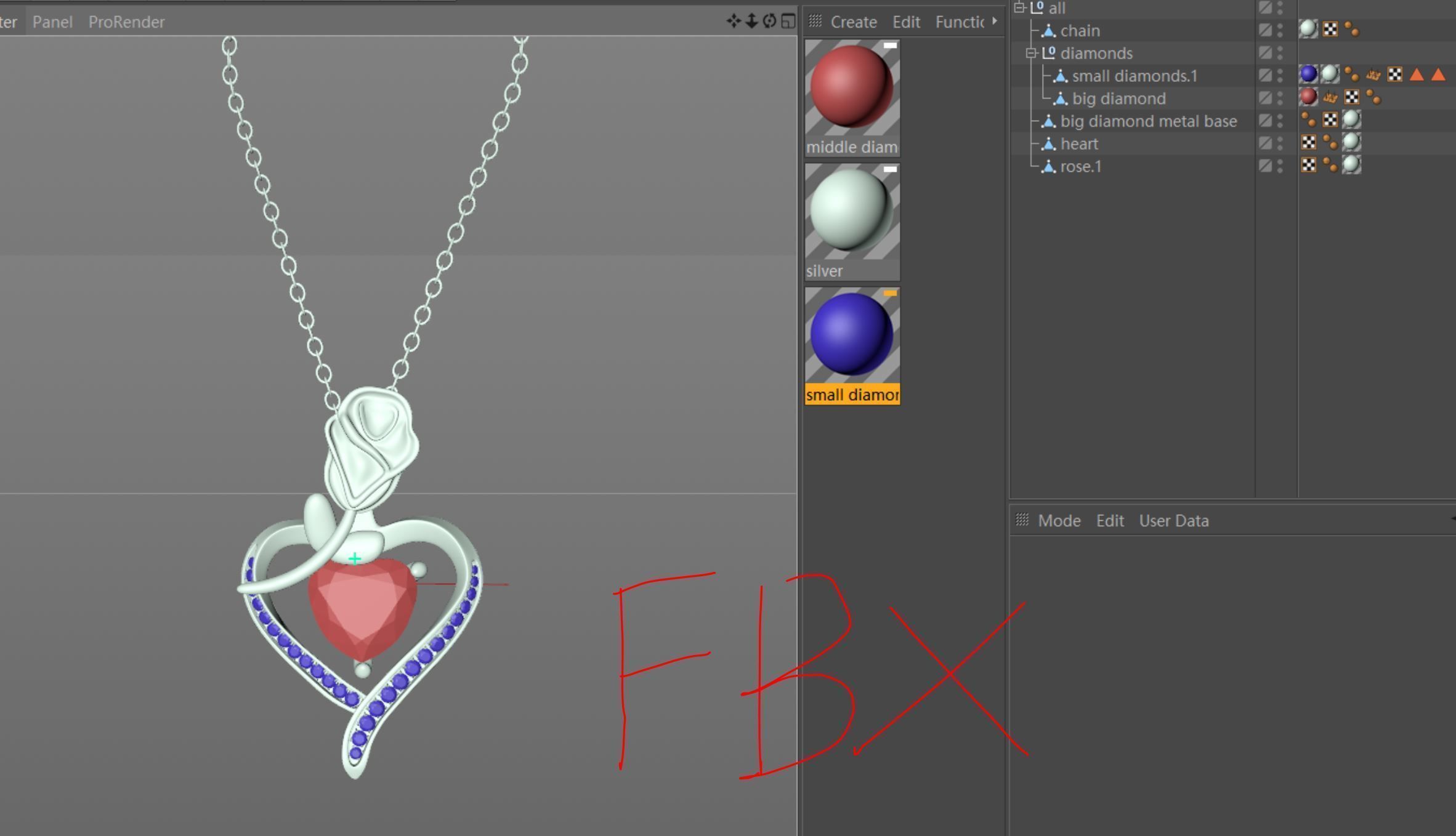 necklace with diamond 3D model_5
