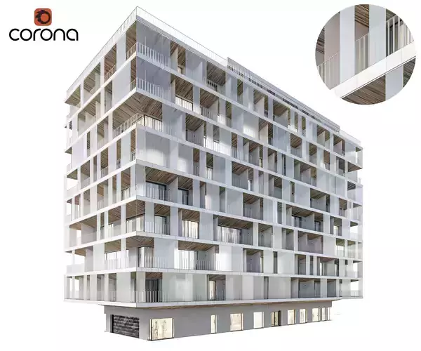 Modern residential building 03 3D model