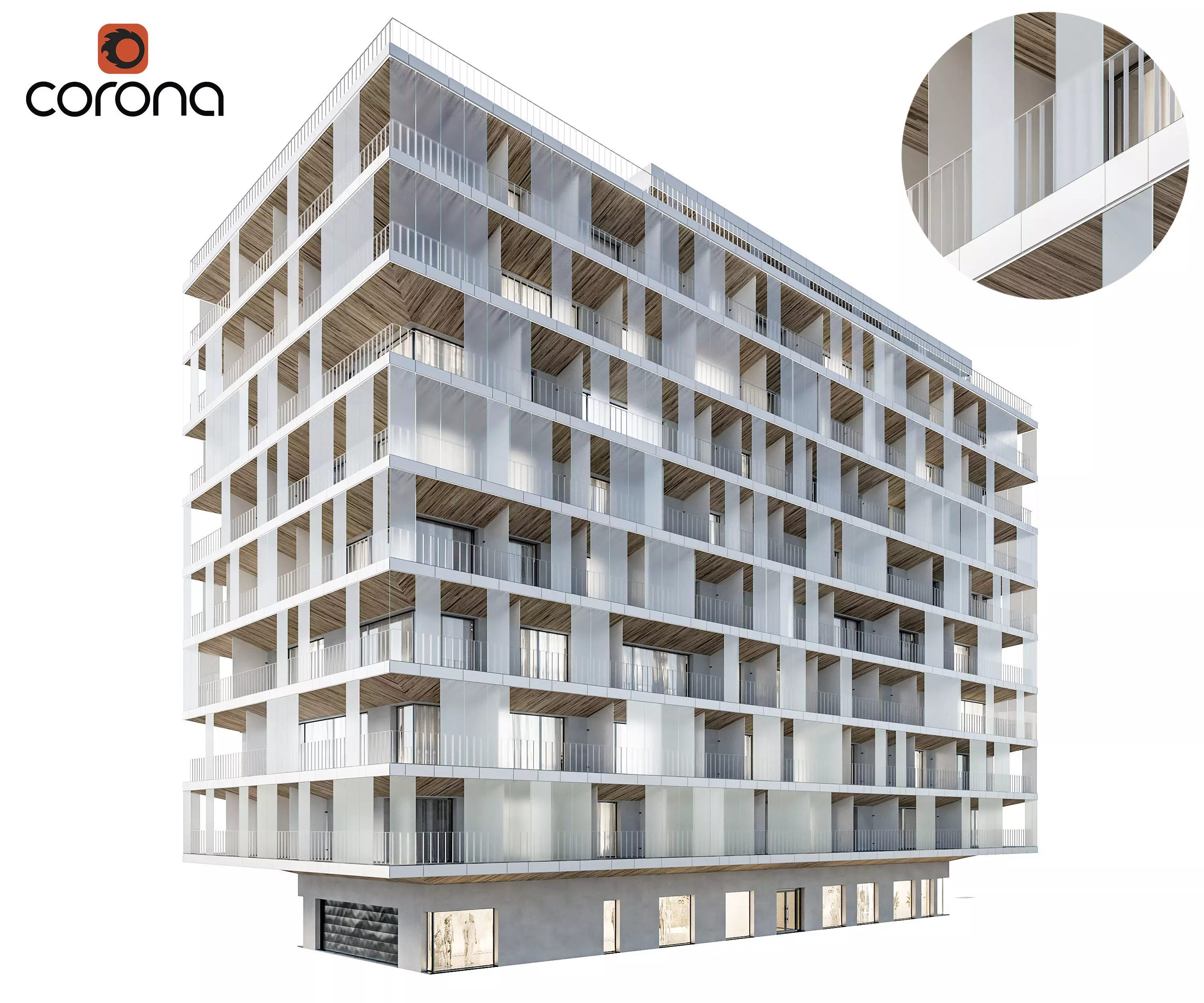 Modern residential building 03 3D model_0