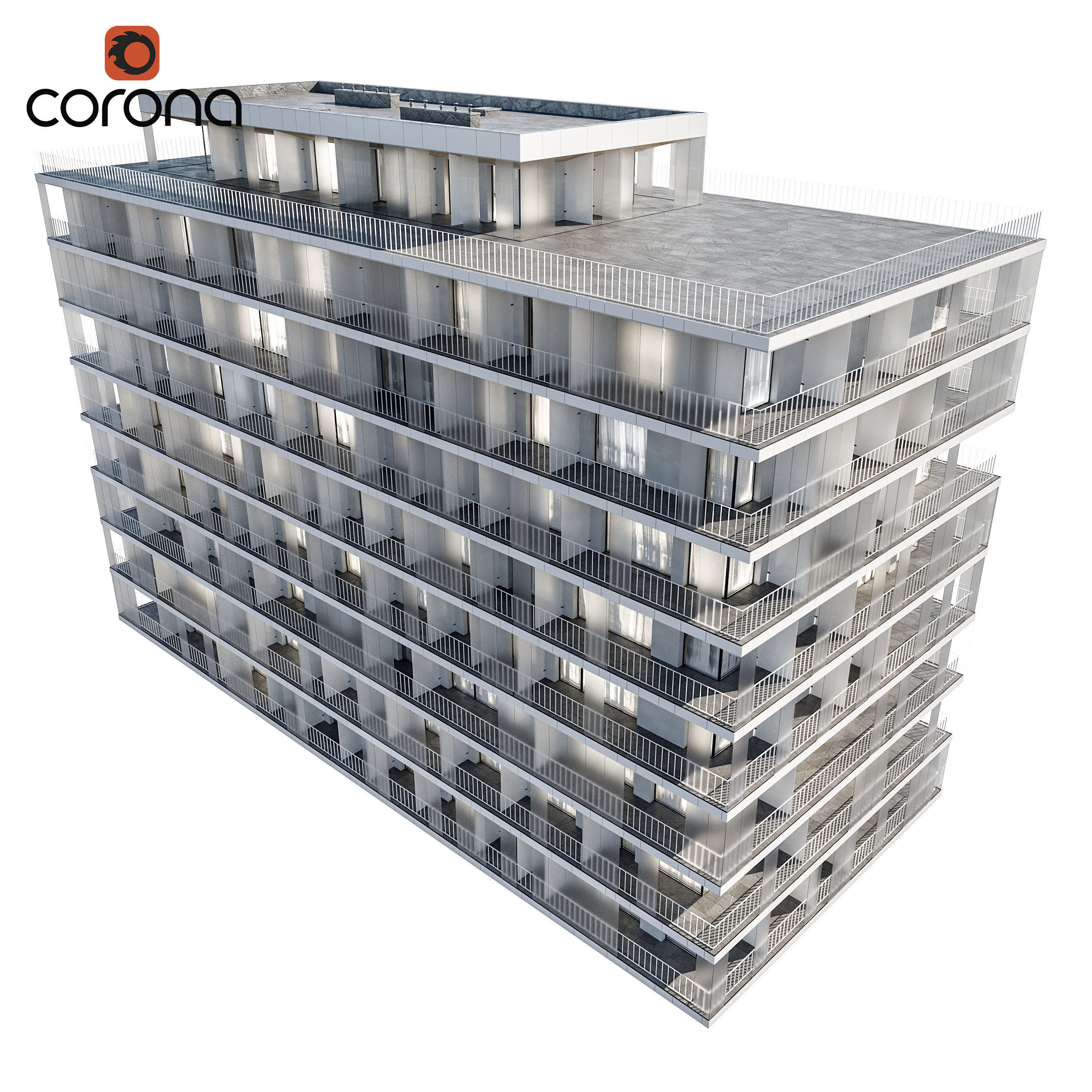 Modern residential building 03 3D model_2