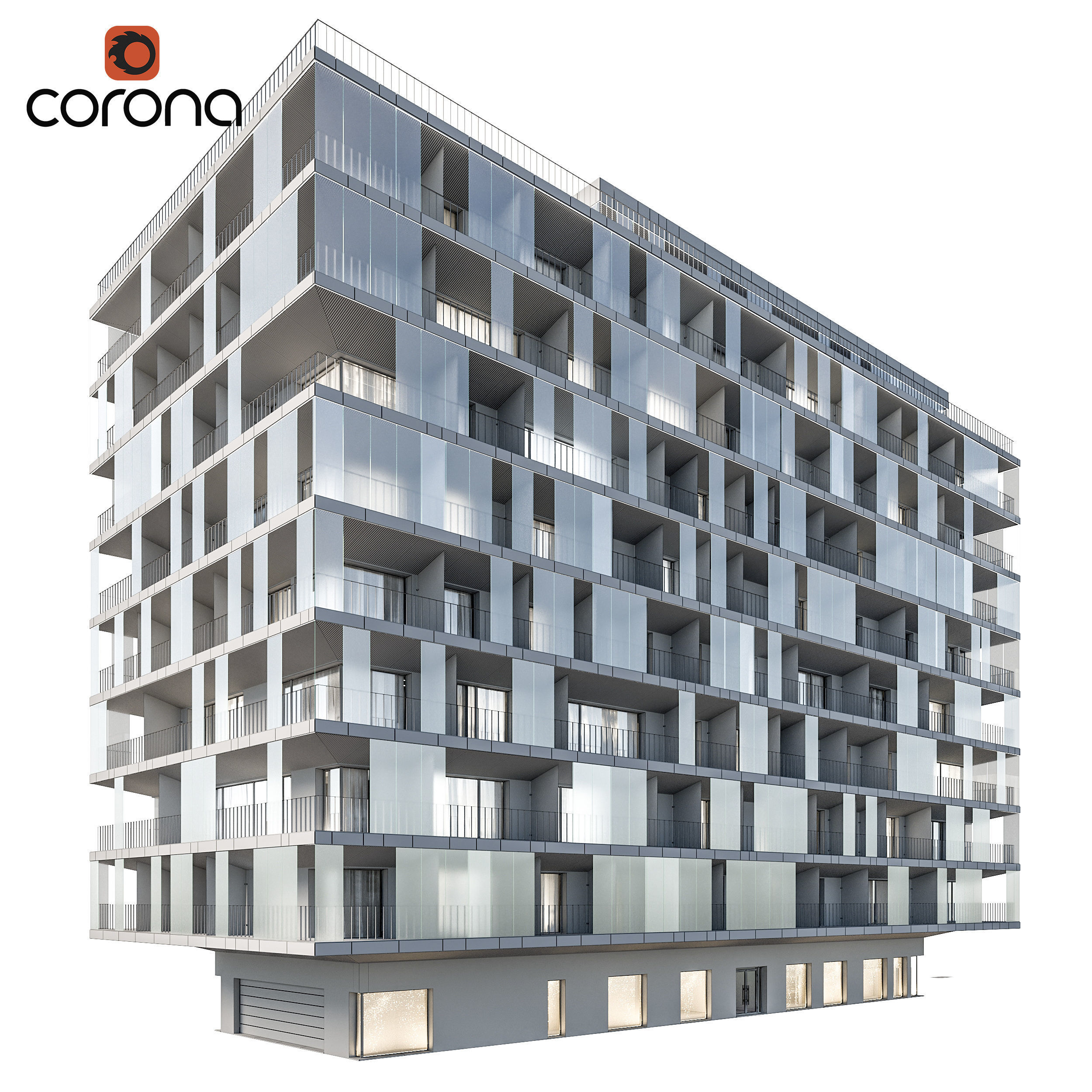 Modern residential building 03 3D model_1