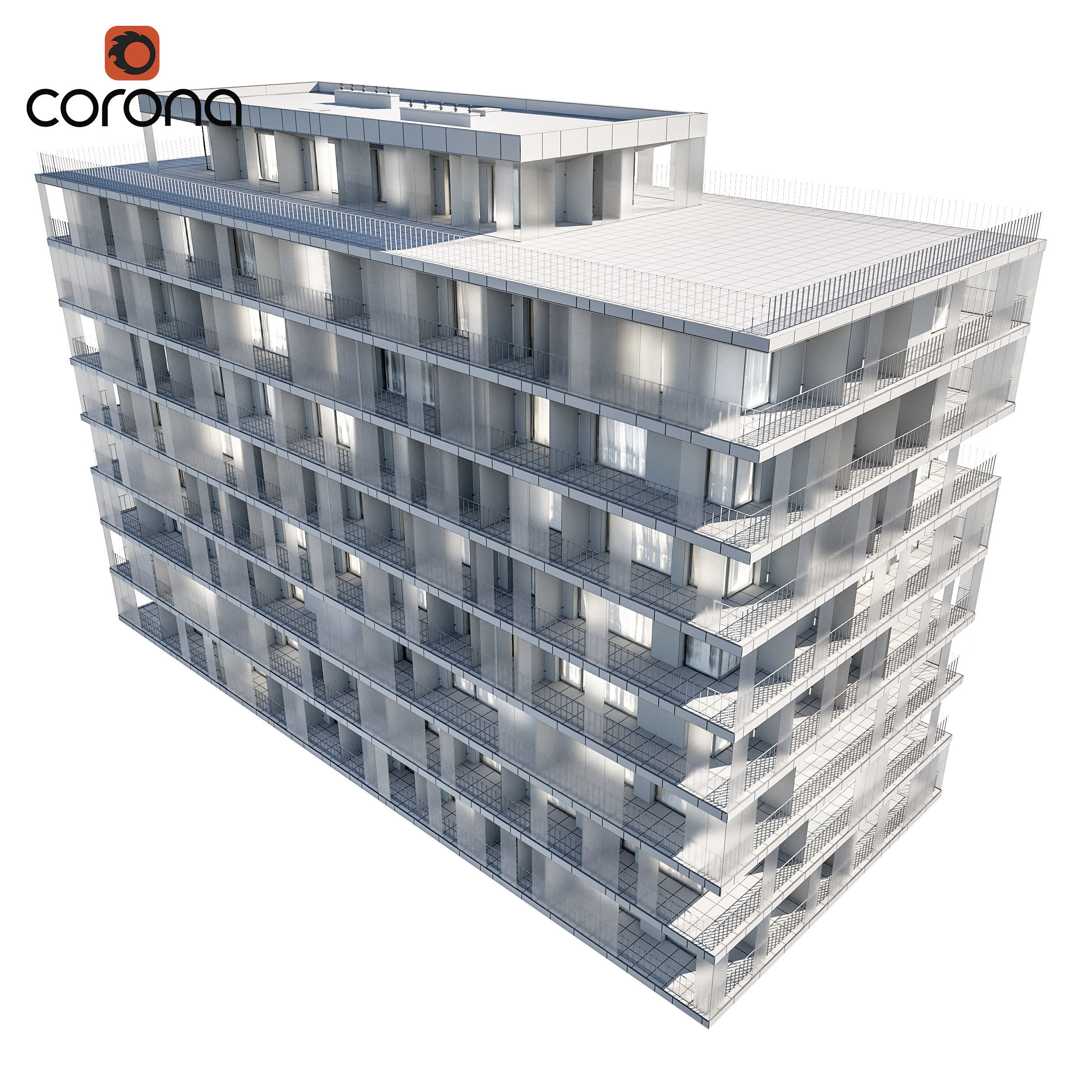 Modern residential building 03 3D model_3