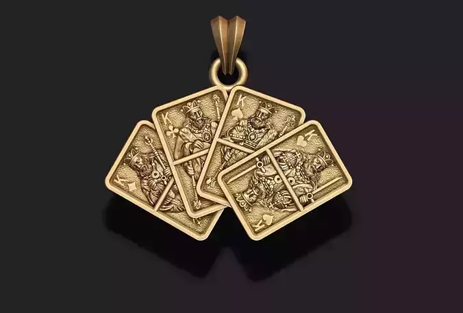 Pair of Kings playing cards pendant 3D print model