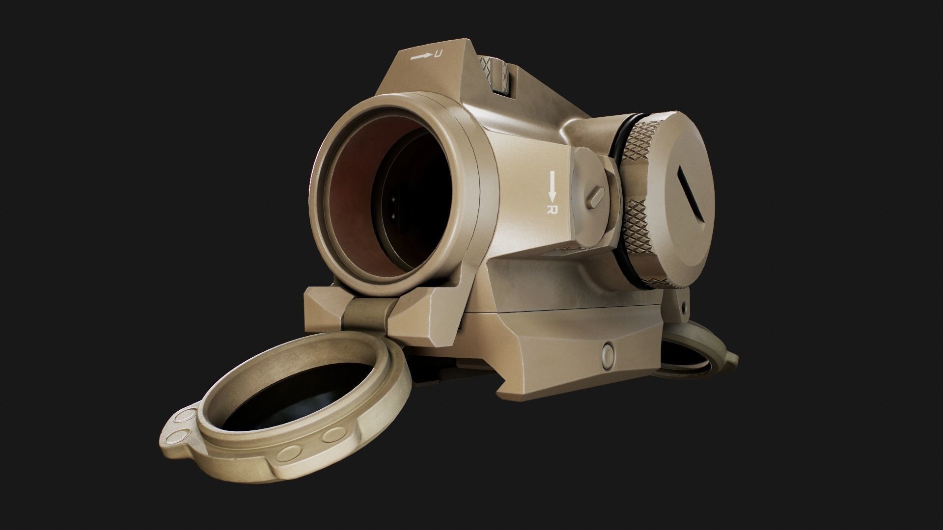 Sig Sauer Romeo4T Tactical Solar Powered Red Dot Sight Low-poly 3D model_28