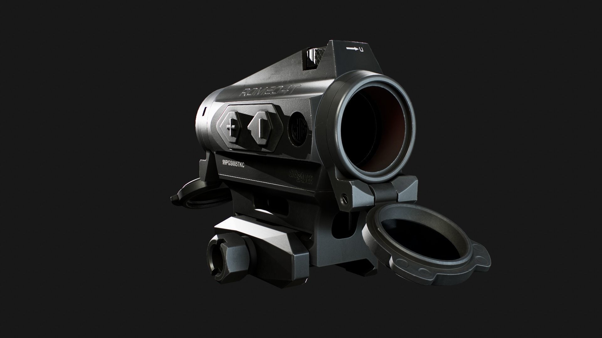Sig Sauer Romeo4T Tactical Solar Powered Red Dot Sight Low-poly 3D model_4