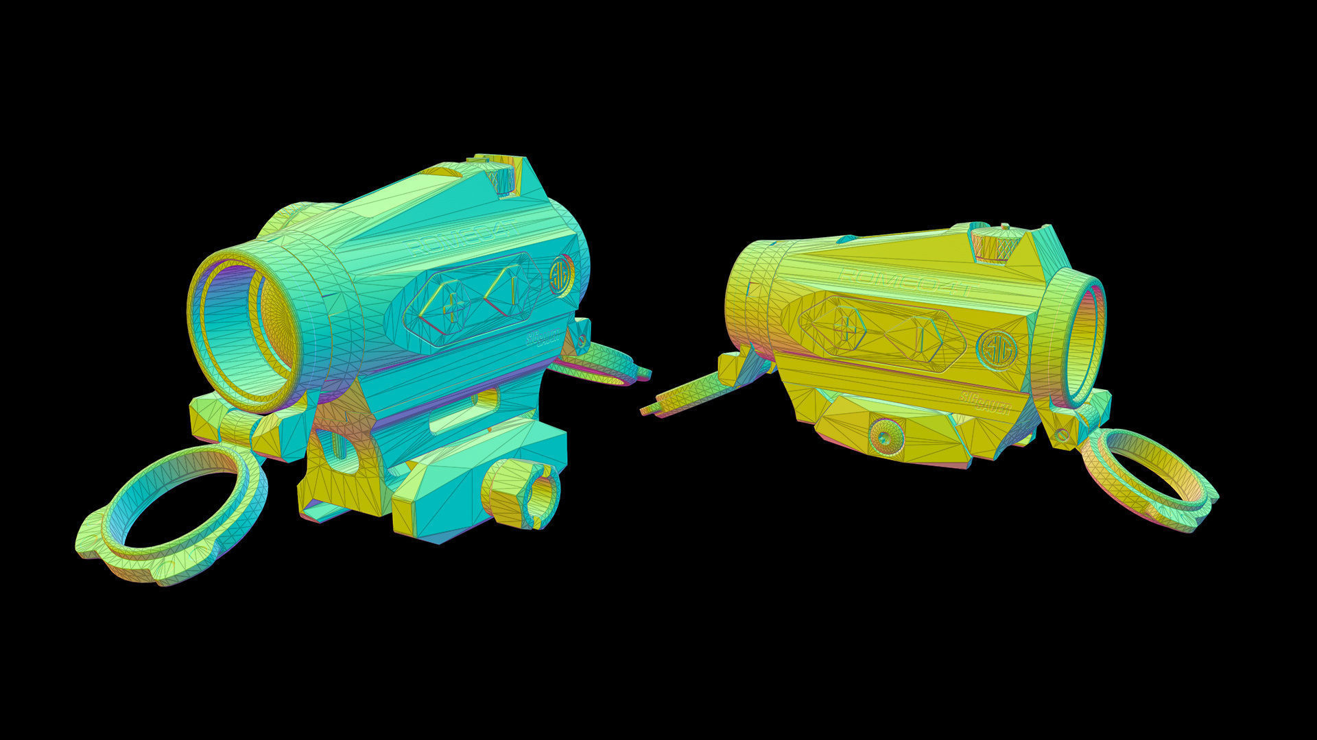 Sig Sauer Romeo4T Tactical Solar Powered Red Dot Sight Low-poly 3D model_2