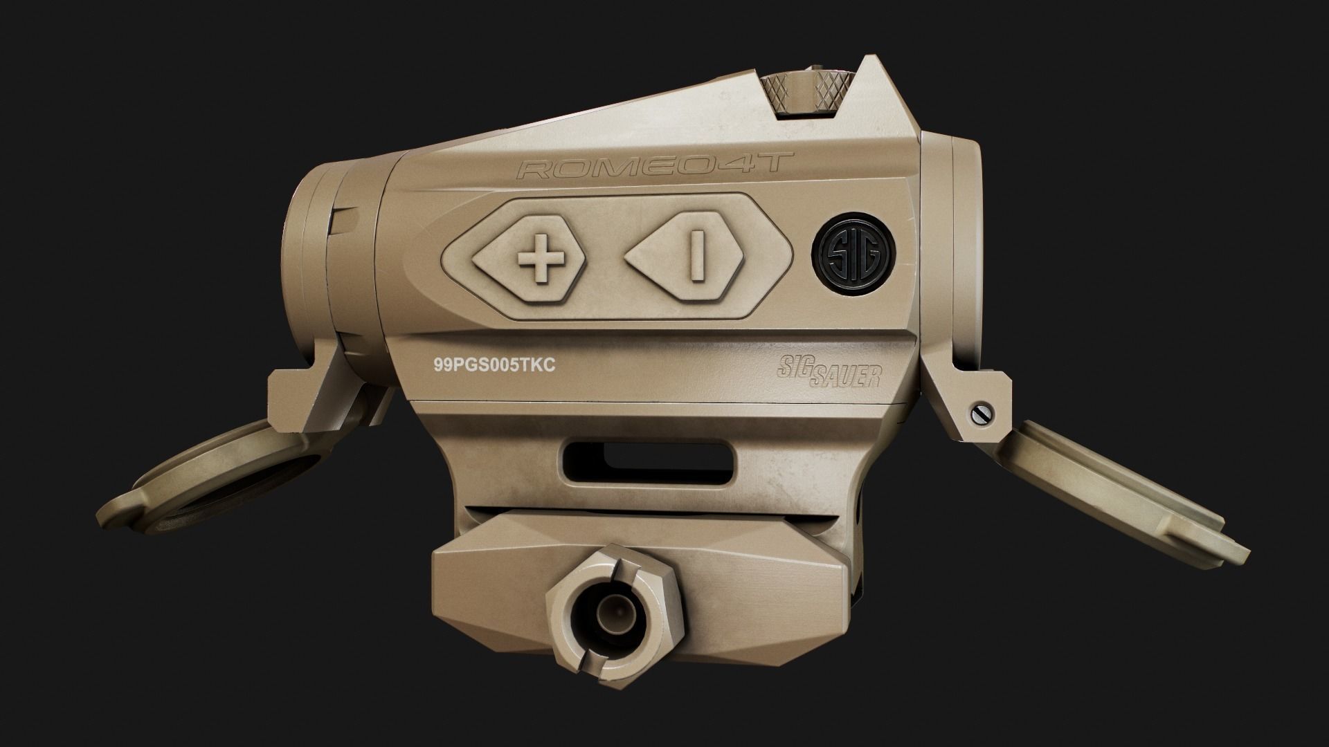 Sig Sauer Romeo4T Tactical Solar Powered Red Dot Sight Low-poly 3D model_34