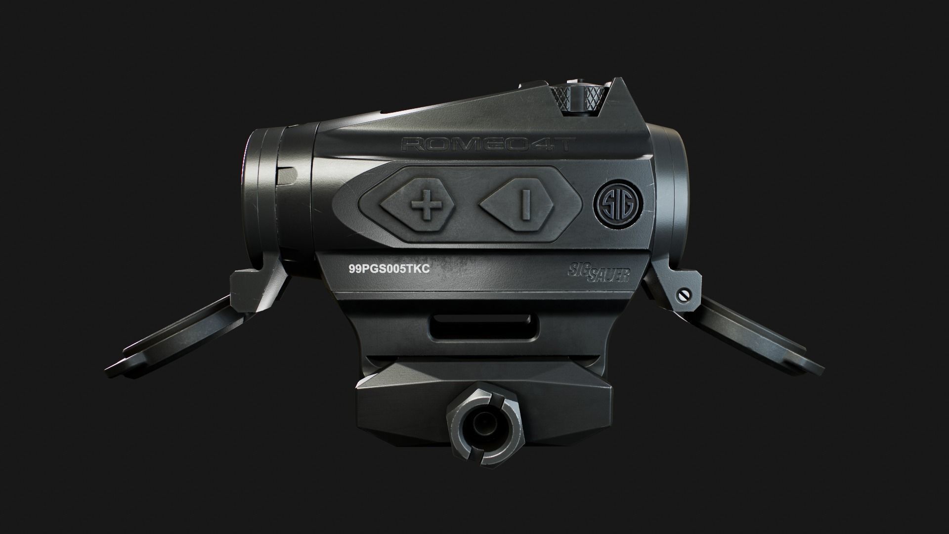 Sig Sauer Romeo4T Tactical Solar Powered Red Dot Sight Low-poly 3D model_3