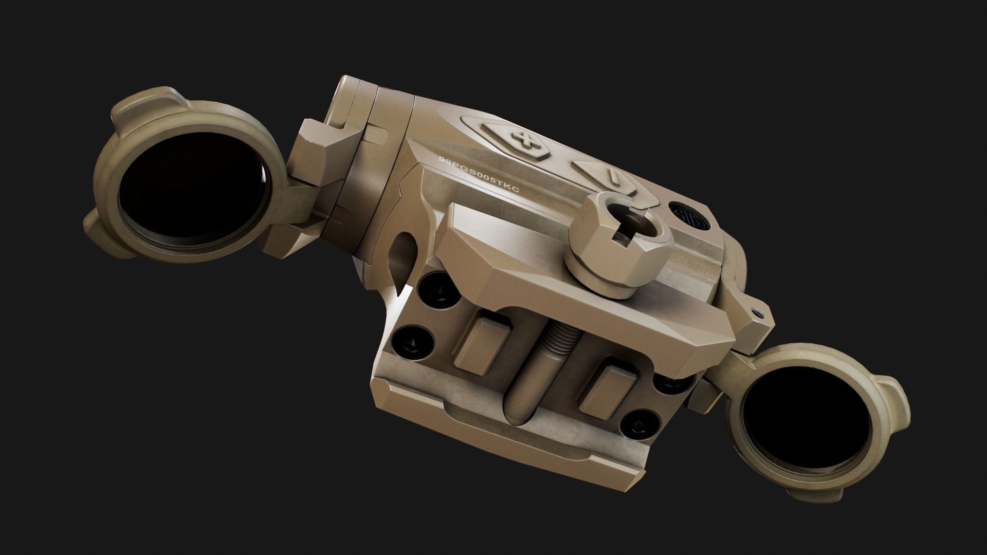 Sig Sauer Romeo4T Tactical Solar Powered Red Dot Sight Low-poly 3D model_33