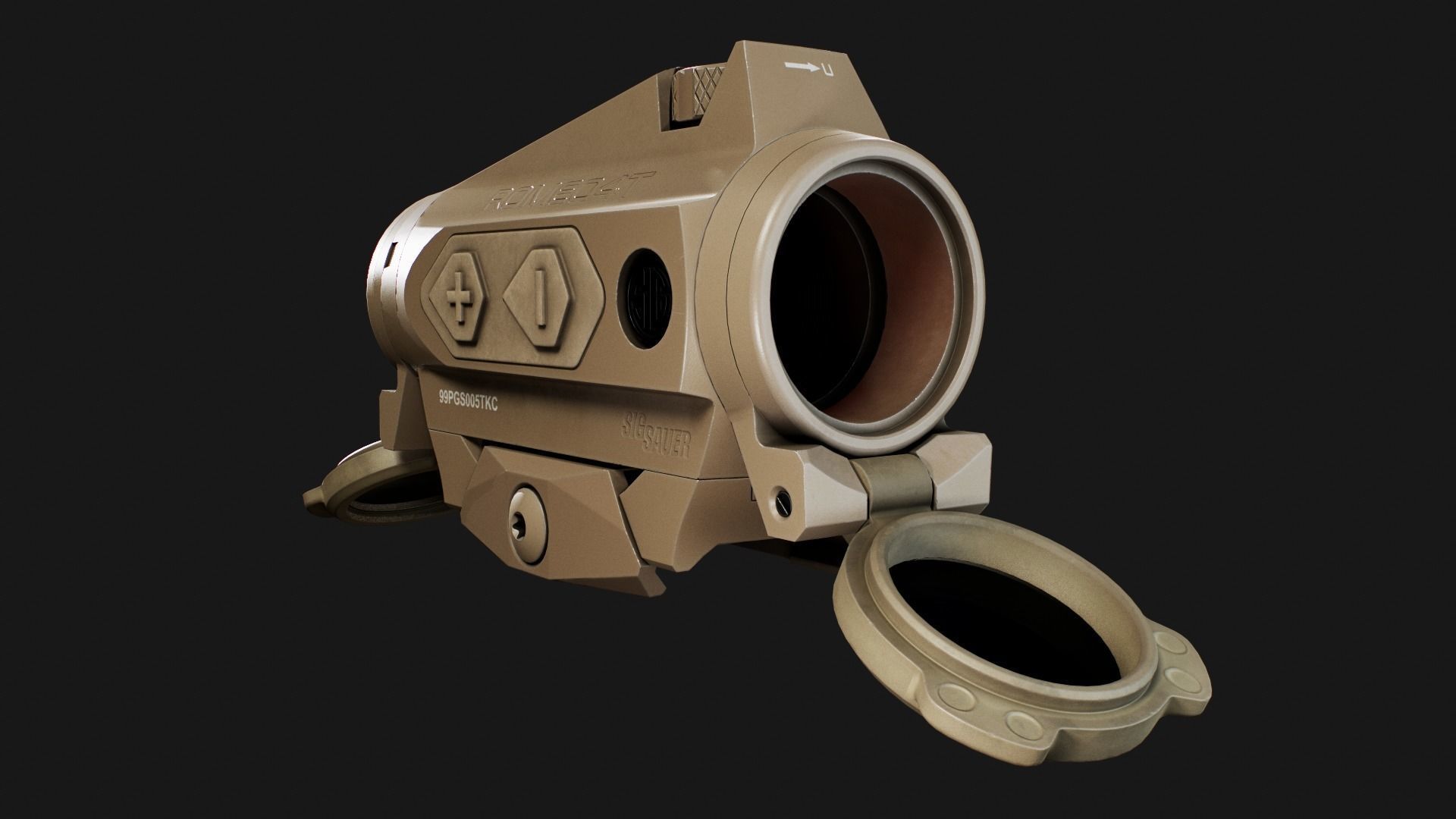 Sig Sauer Romeo4T Tactical Solar Powered Red Dot Sight Low-poly 3D model_26