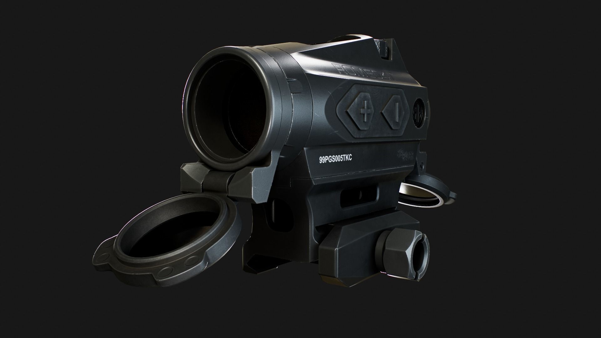 Sig Sauer Romeo4T Tactical Solar Powered Red Dot Sight Low-poly 3D model_10