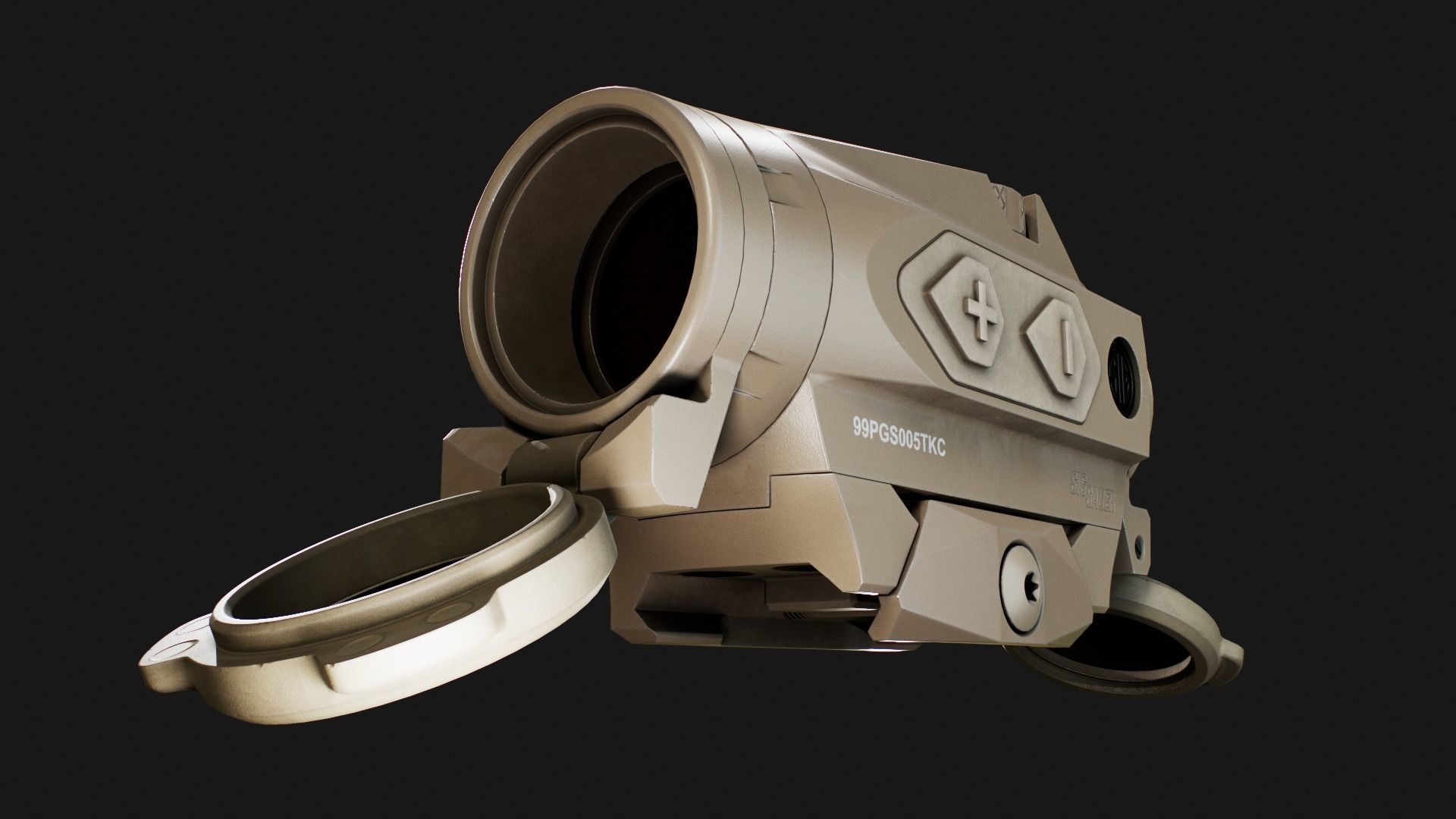 Sig Sauer Romeo4T Tactical Solar Powered Red Dot Sight Low-poly 3D model_24