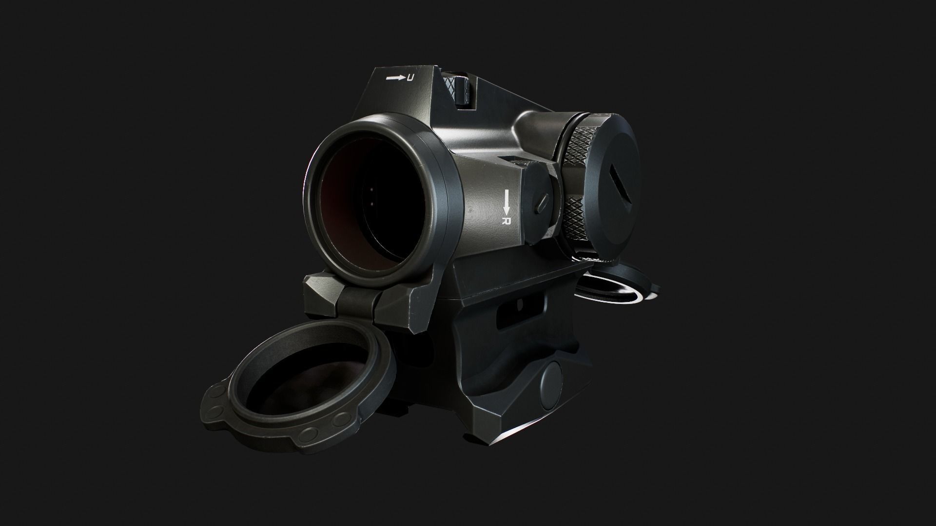 Sig Sauer Romeo4T Tactical Solar Powered Red Dot Sight Low-poly 3D model_6