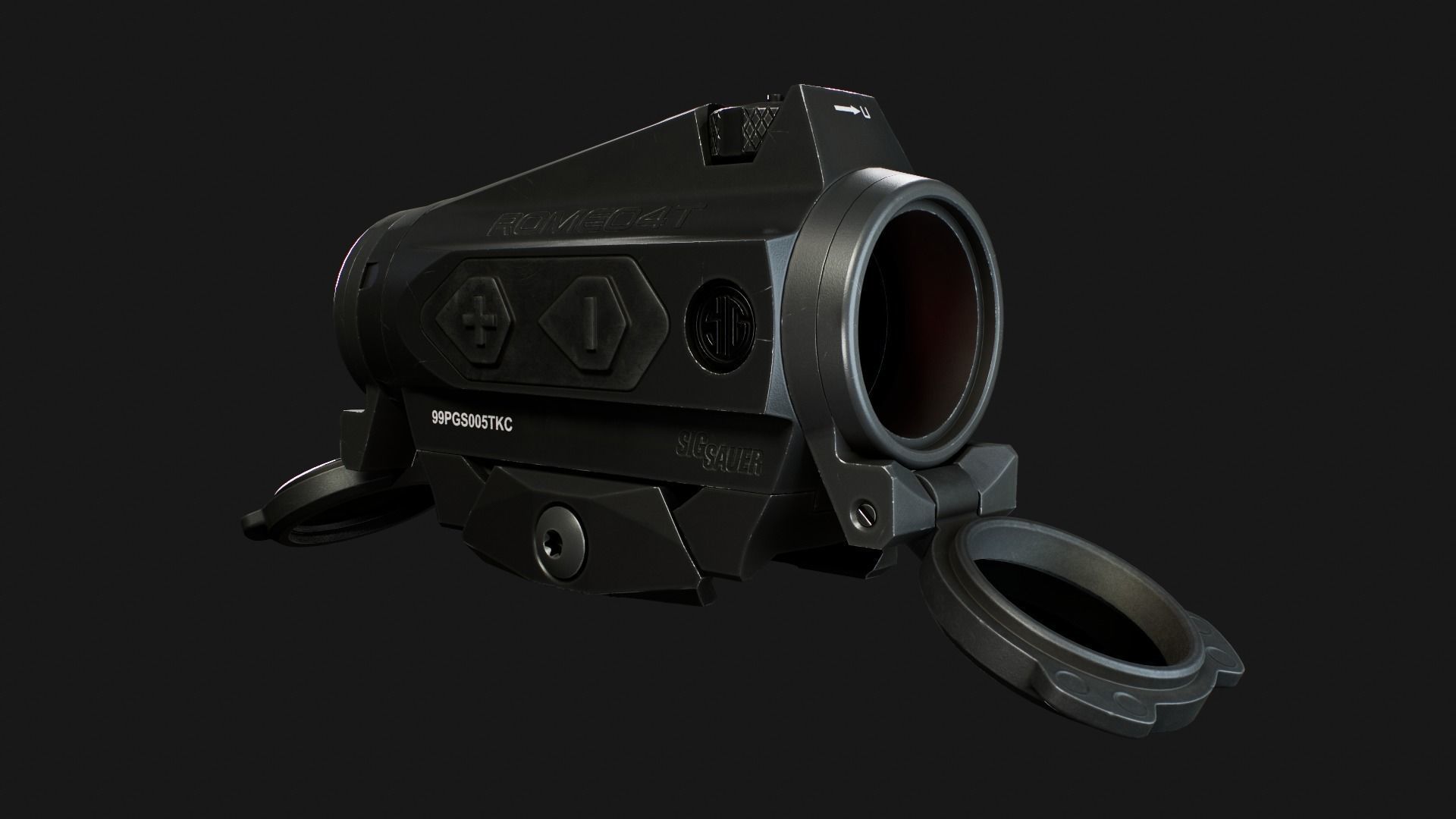 Sig Sauer Romeo4T Tactical Solar Powered Red Dot Sight Low-poly 3D model_17