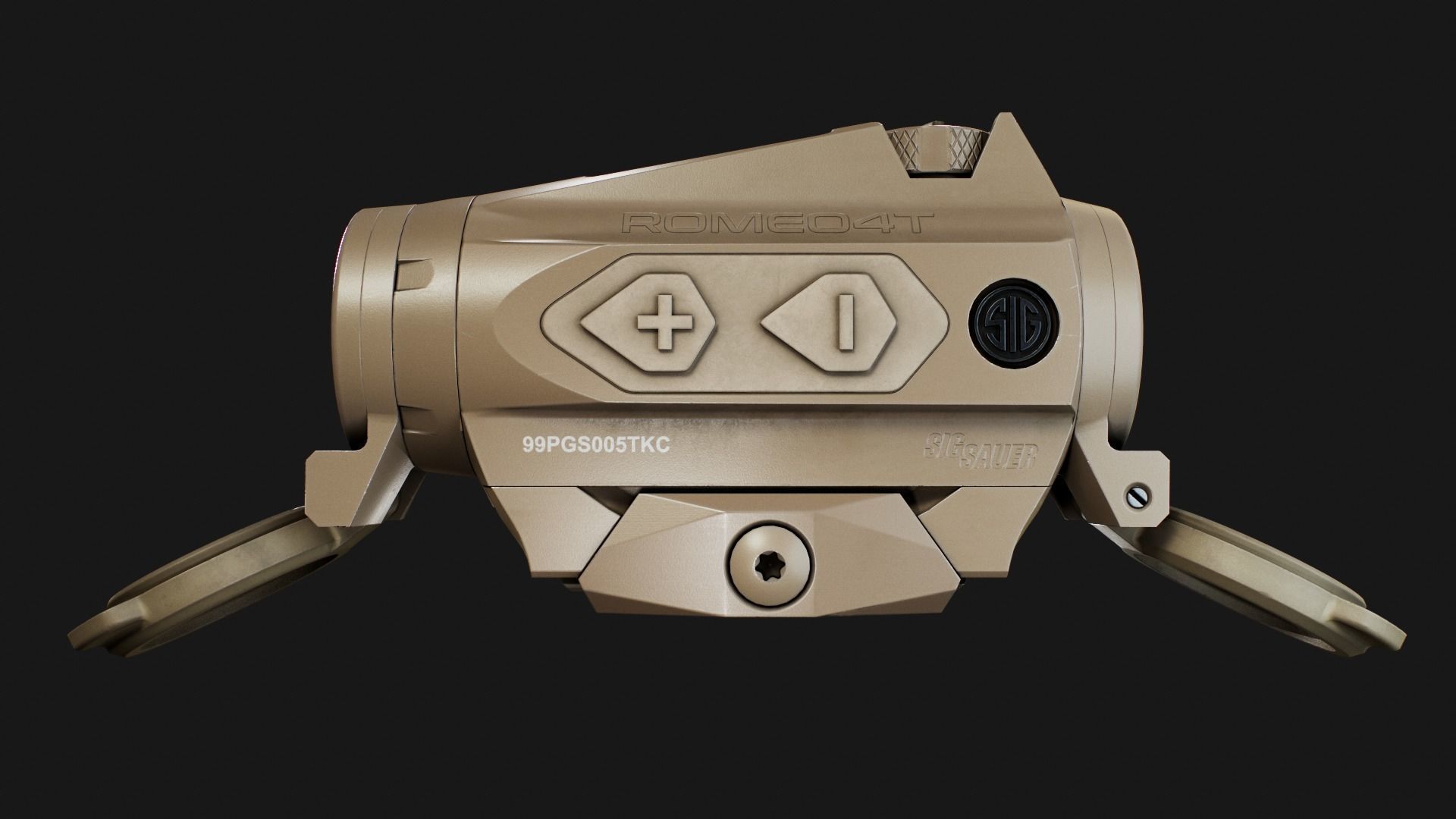 Sig Sauer Romeo4T Tactical Solar Powered Red Dot Sight Low-poly 3D model_25