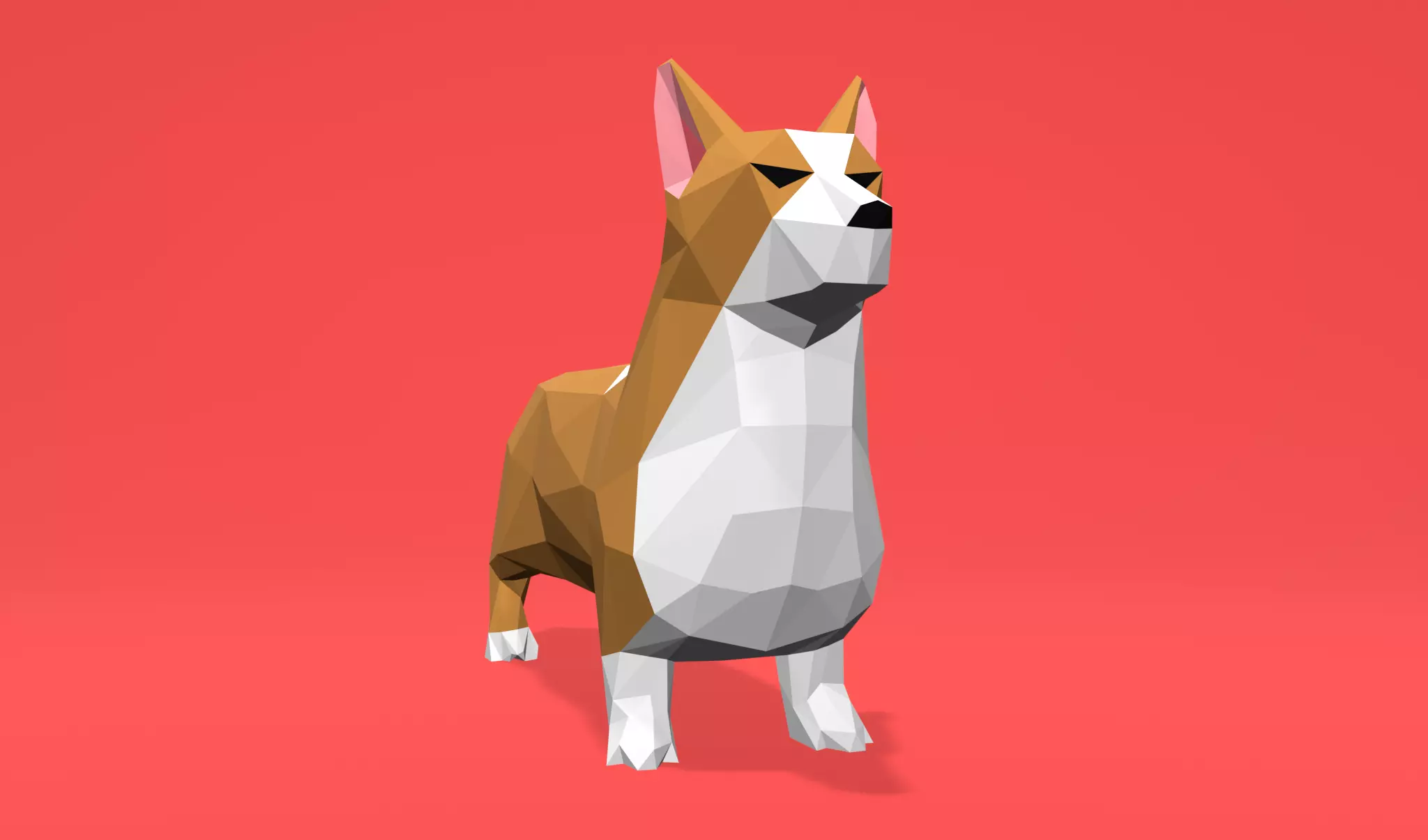 2 Dogs - Welsh Corgi Cardigan - Lowpoly 3D print model