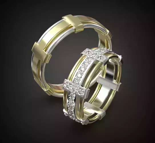 A Pair of Wedding Rings Wires and Diamonds or Another Gems