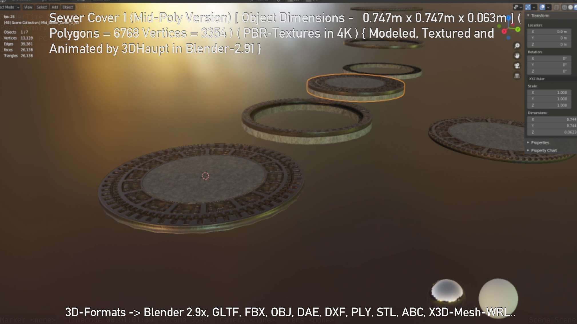 Sewer Cover 1 Mid-Poly Version Low-poly 3D model_53