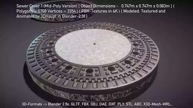 Sewer Cover 1 Mid-Poly Version Low-poly 3D model Sewer Cover 1 Mid-Poly Version Low-poly 3D model
