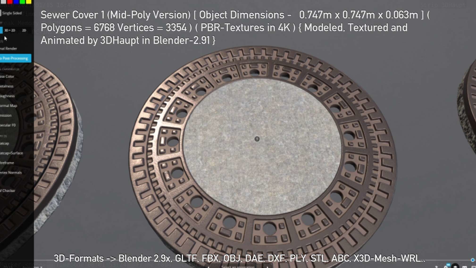 Sewer Cover 1 Mid-Poly Version Low-poly 3D model_133