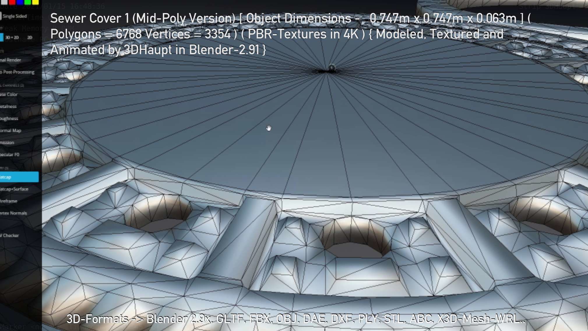 Sewer Cover 1 Mid-Poly Version Low-poly 3D model_4