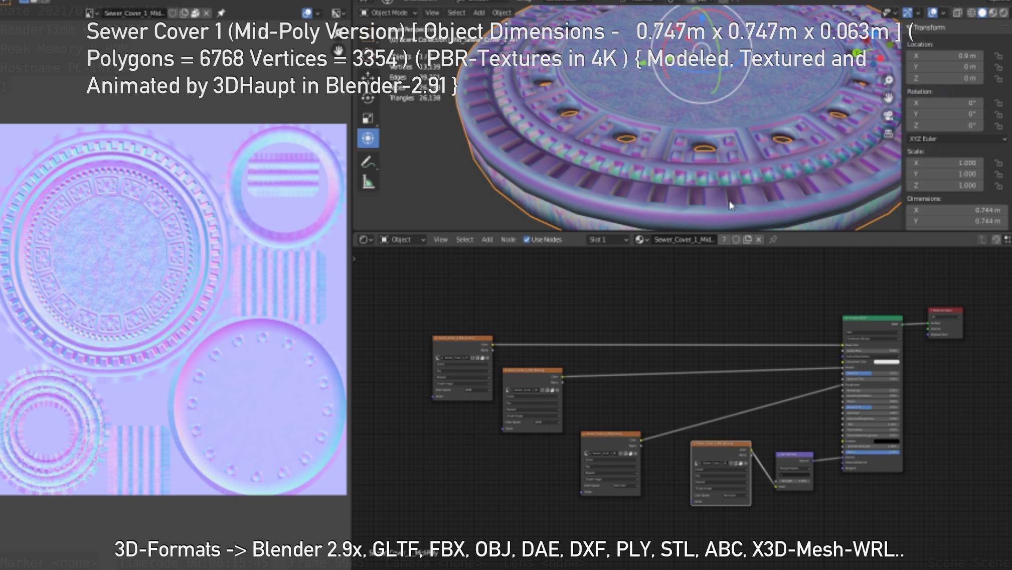 Sewer Cover 1 Mid-Poly Version Low-poly 3D model_59