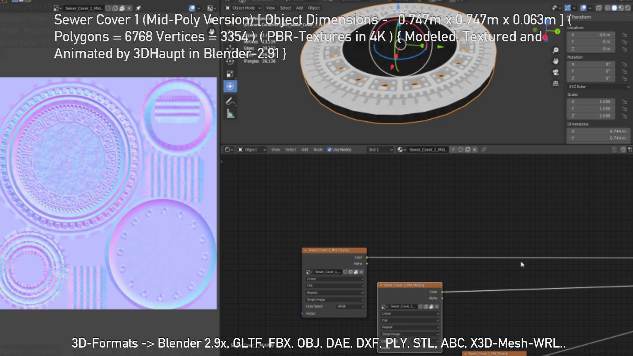 Sewer Cover 1 Mid-Poly Version Low-poly 3D model_81