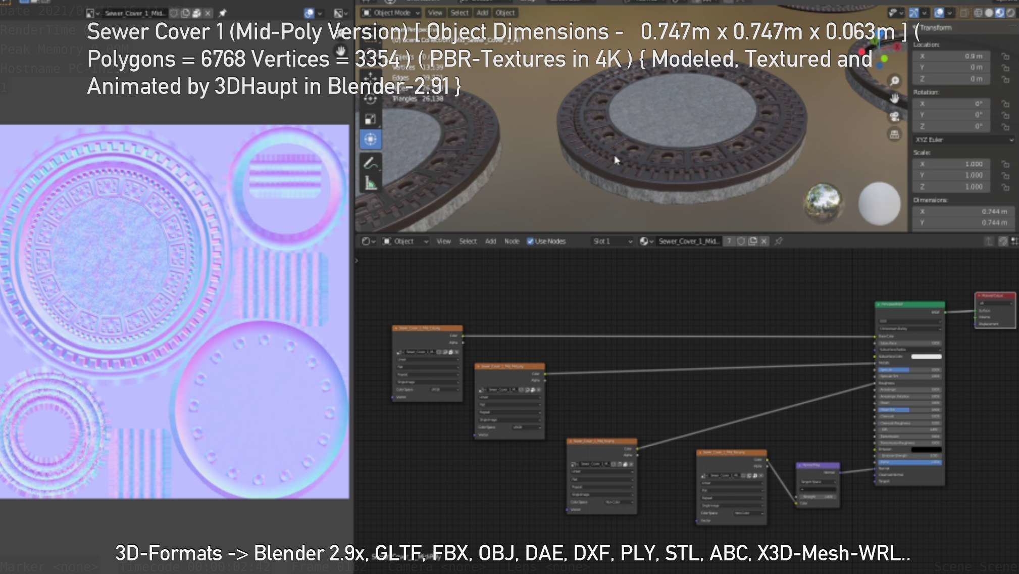 Sewer Cover 1 Mid-Poly Version Low-poly 3D model_102