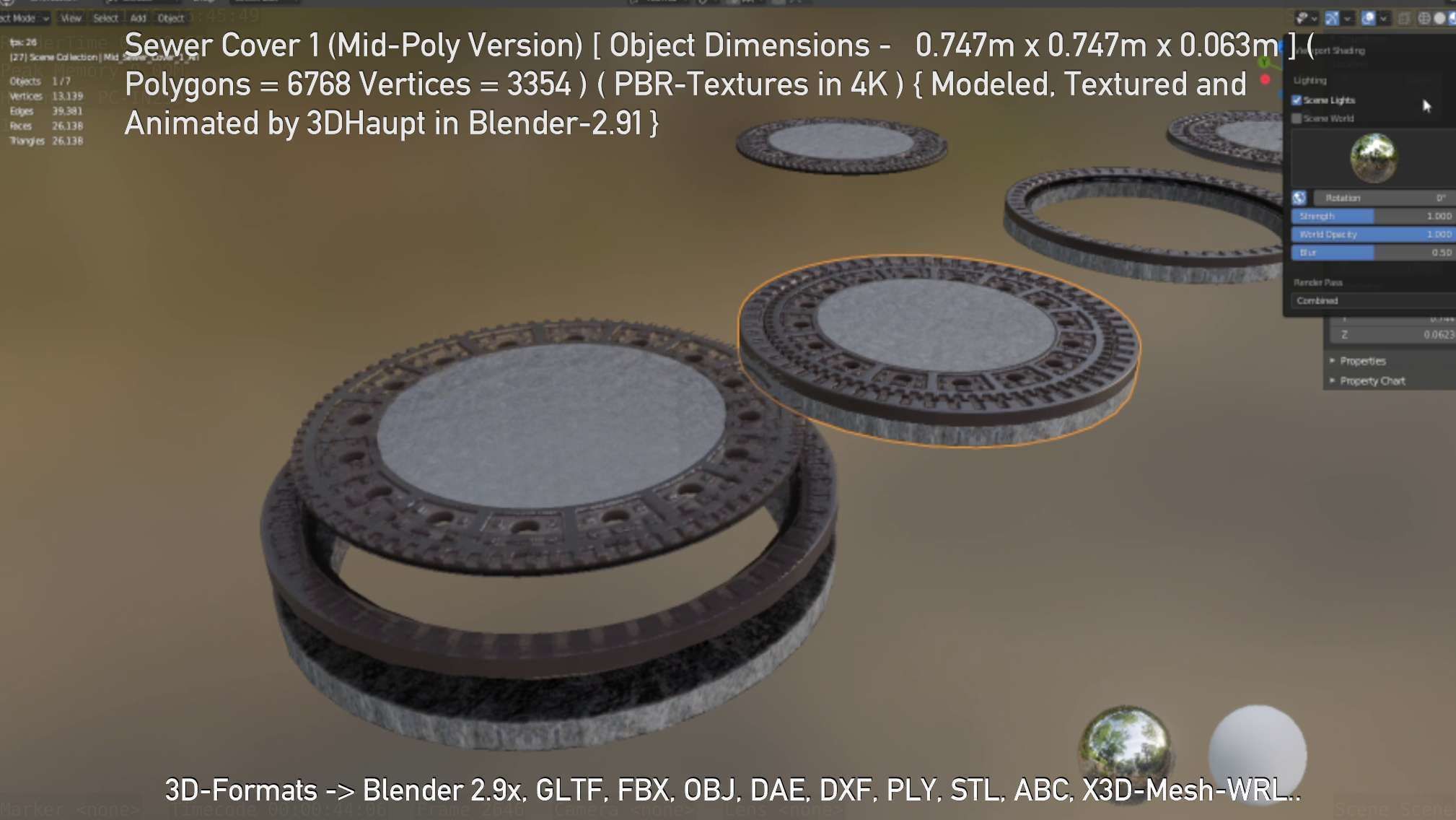 Sewer Cover 1 Mid-Poly Version Low-poly 3D model_114