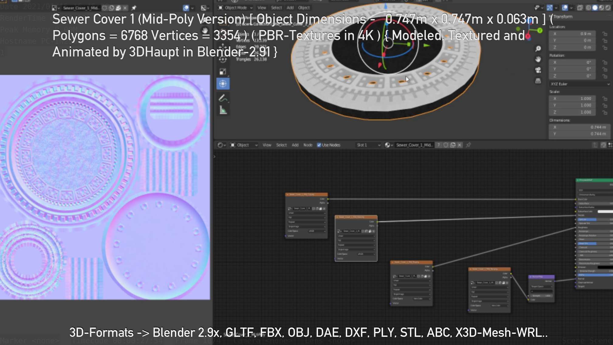Sewer Cover 1 Mid-Poly Version Low-poly 3D model_111