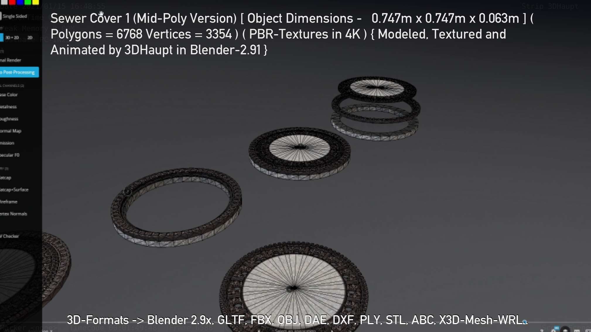 Sewer Cover 1 Mid-Poly Version Low-poly 3D model_30