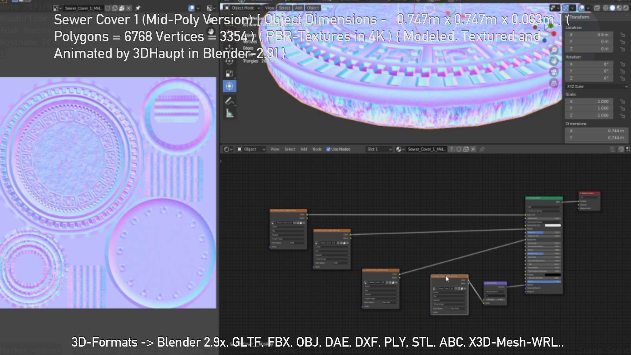 Sewer Cover 1 Mid-Poly Version Low-poly 3D model_77