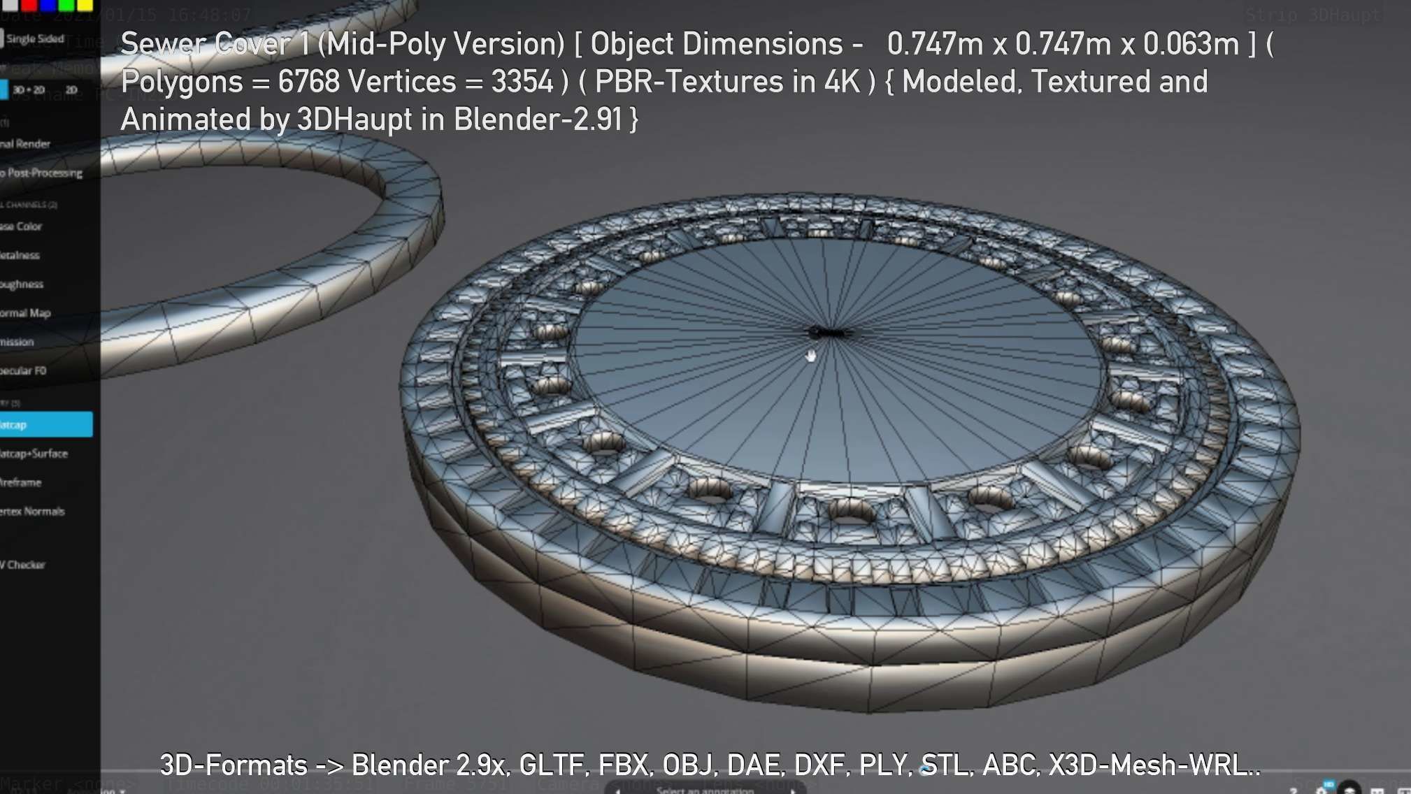 Sewer Cover 1 Mid-Poly Version Low-poly 3D model_29