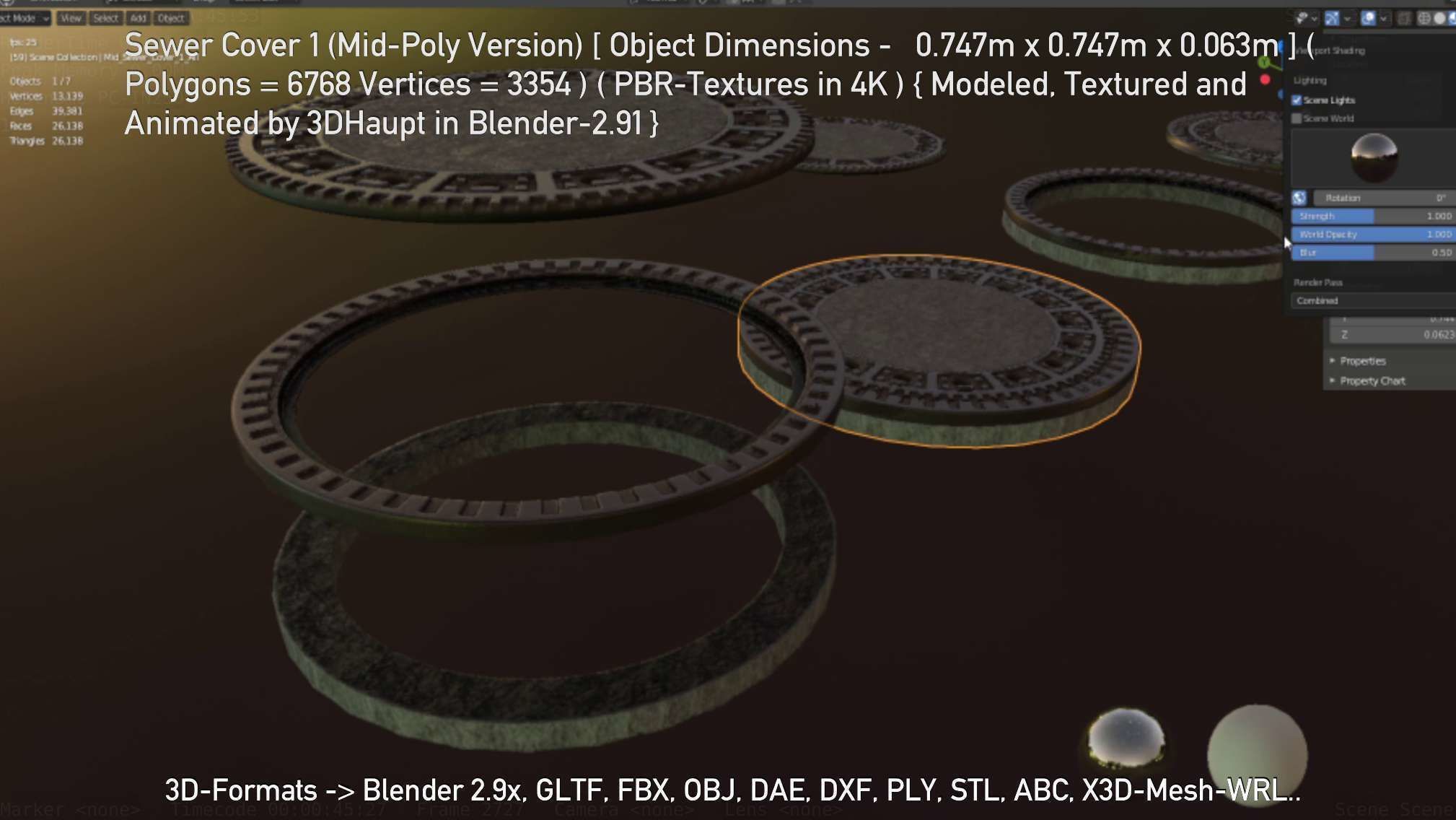 Sewer Cover 1 Mid-Poly Version Low-poly 3D model_119