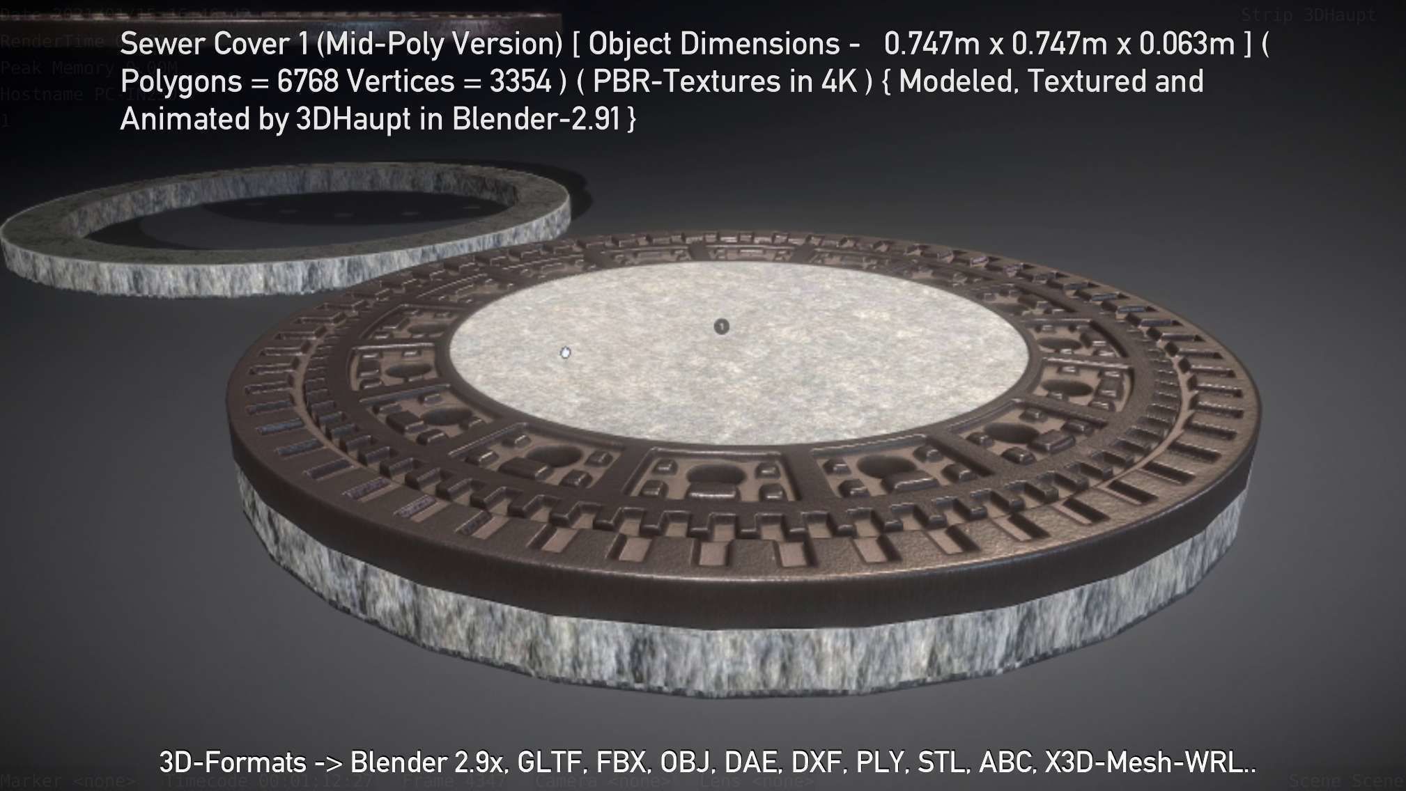 Sewer Cover 1 Mid-Poly Version Low-poly 3D model_87