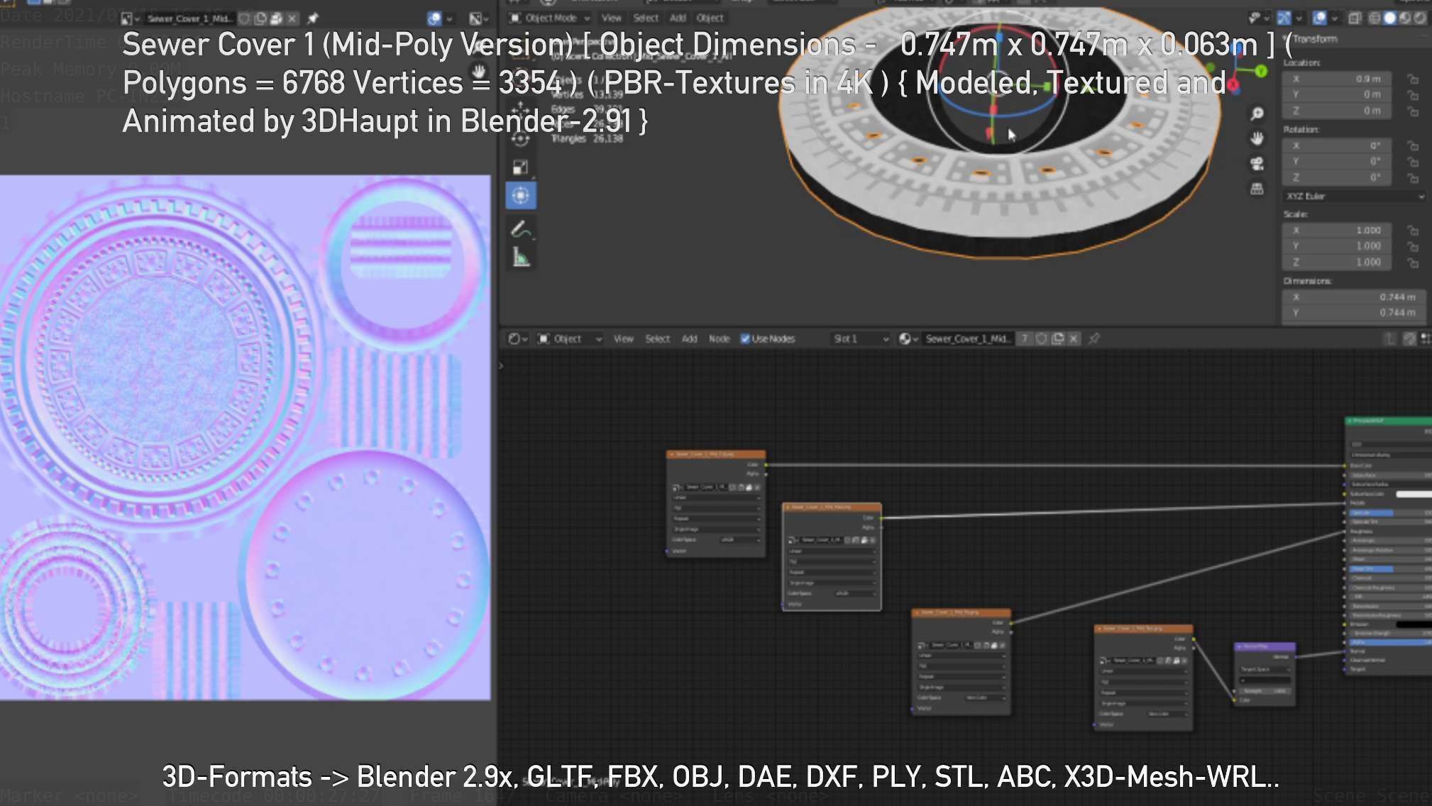 Sewer Cover 1 Mid-Poly Version Low-poly 3D model_79
