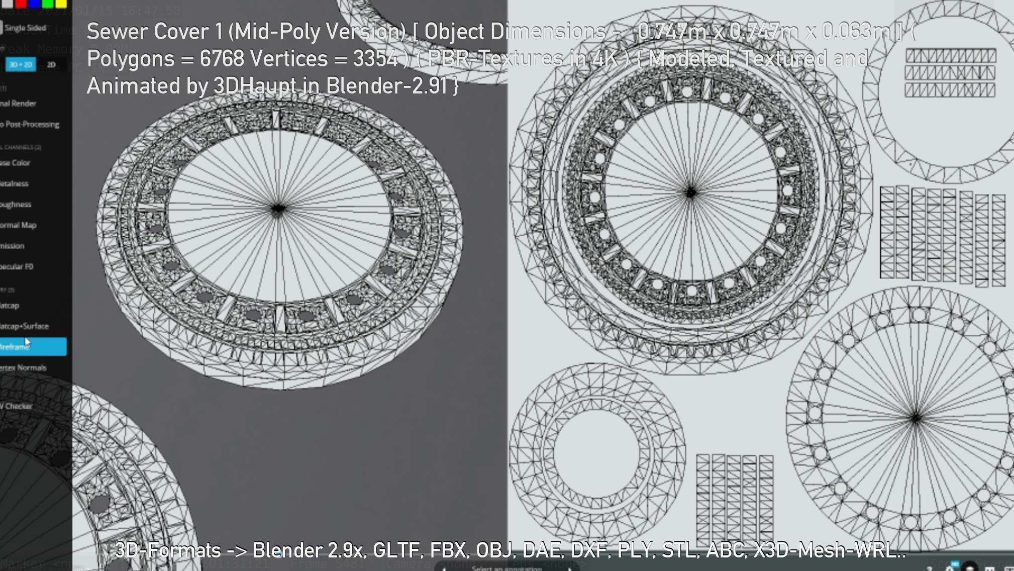 Sewer Cover 1 Mid-Poly Version Low-poly 3D model_28