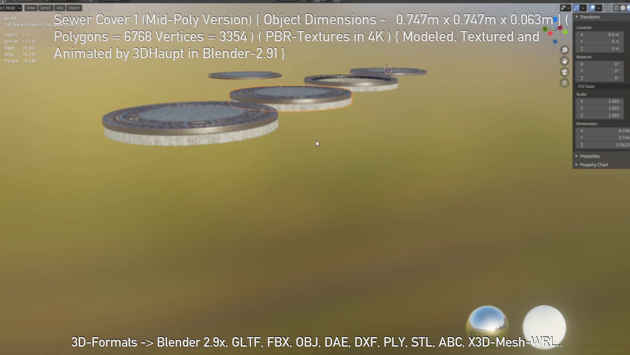 Sewer Cover 1 Mid-Poly Version Low-poly 3D model_126