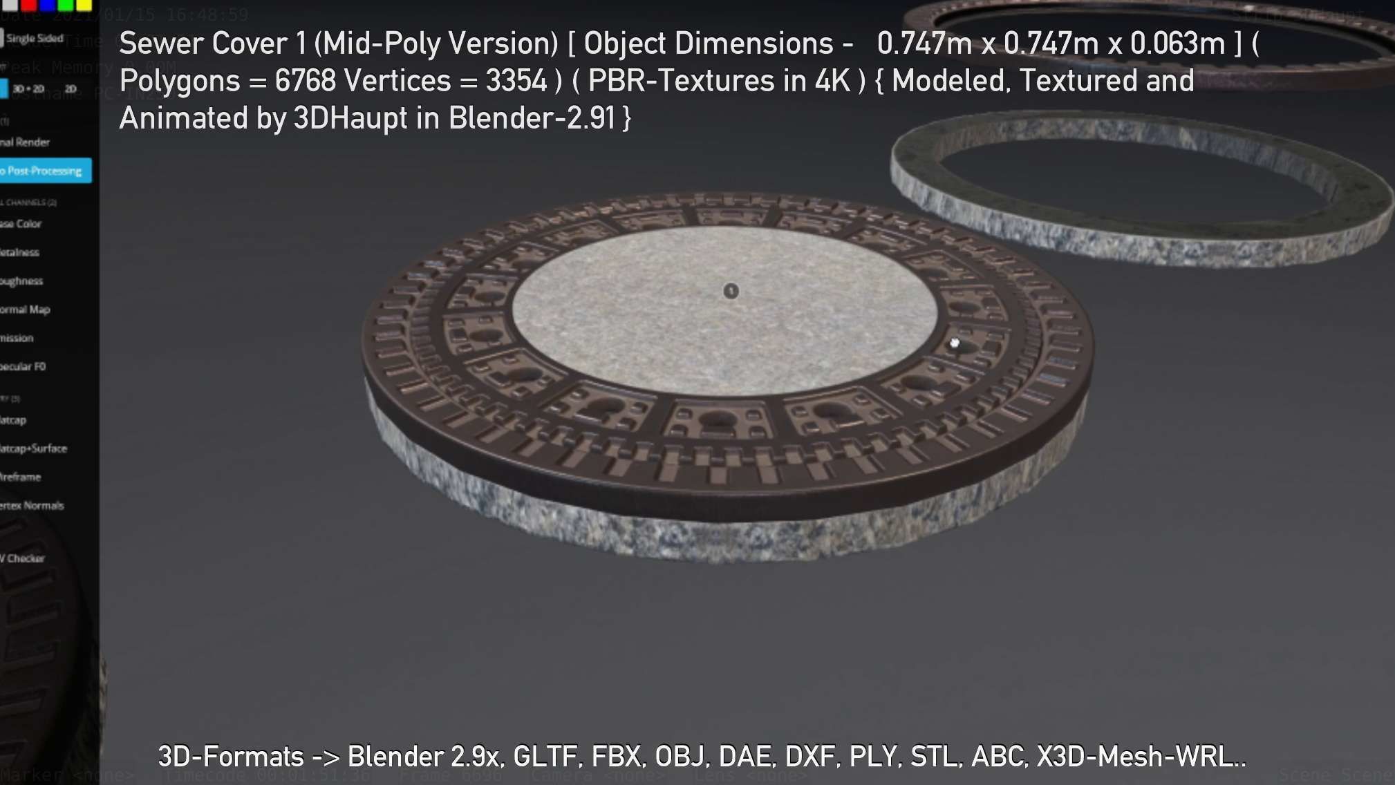 Sewer Cover 1 Mid-Poly Version Low-poly 3D model_92