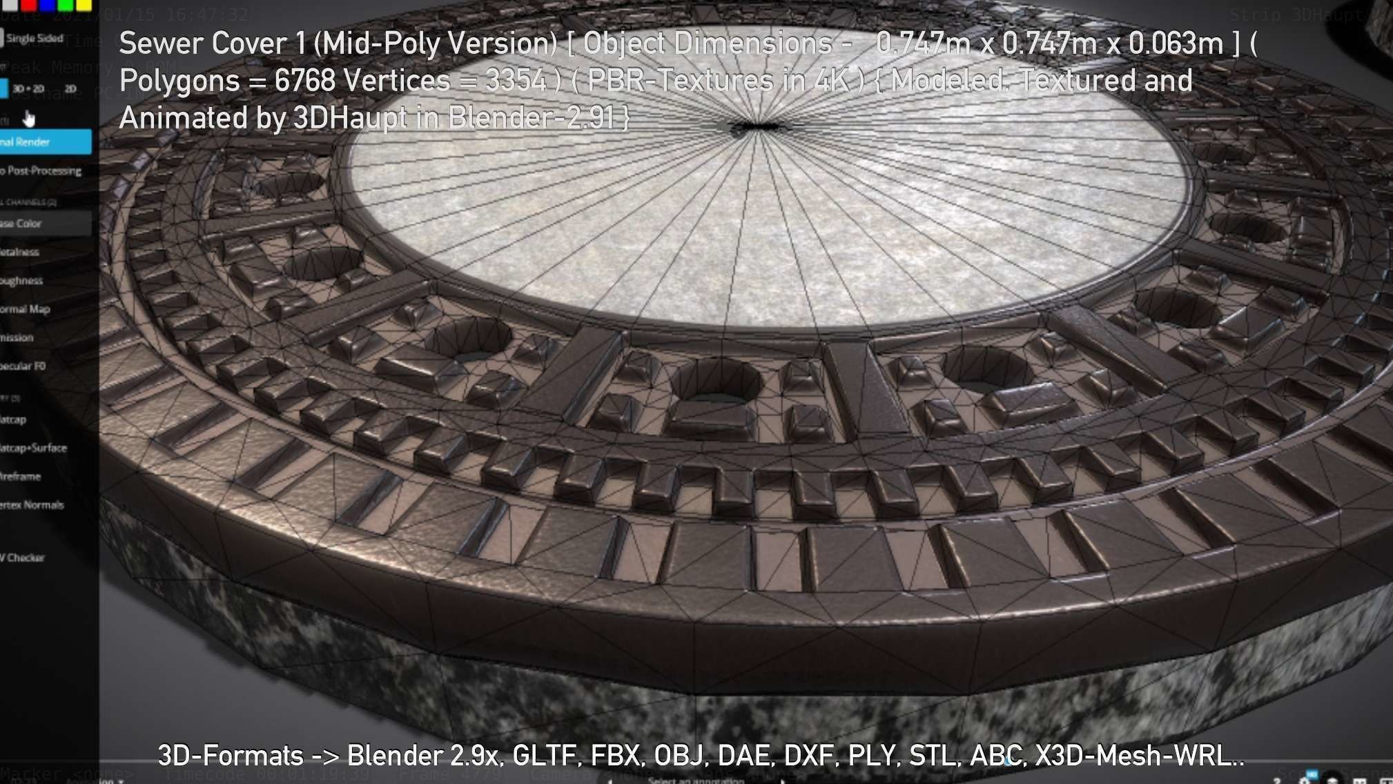 Sewer Cover 1 Mid-Poly Version Low-poly 3D model_61