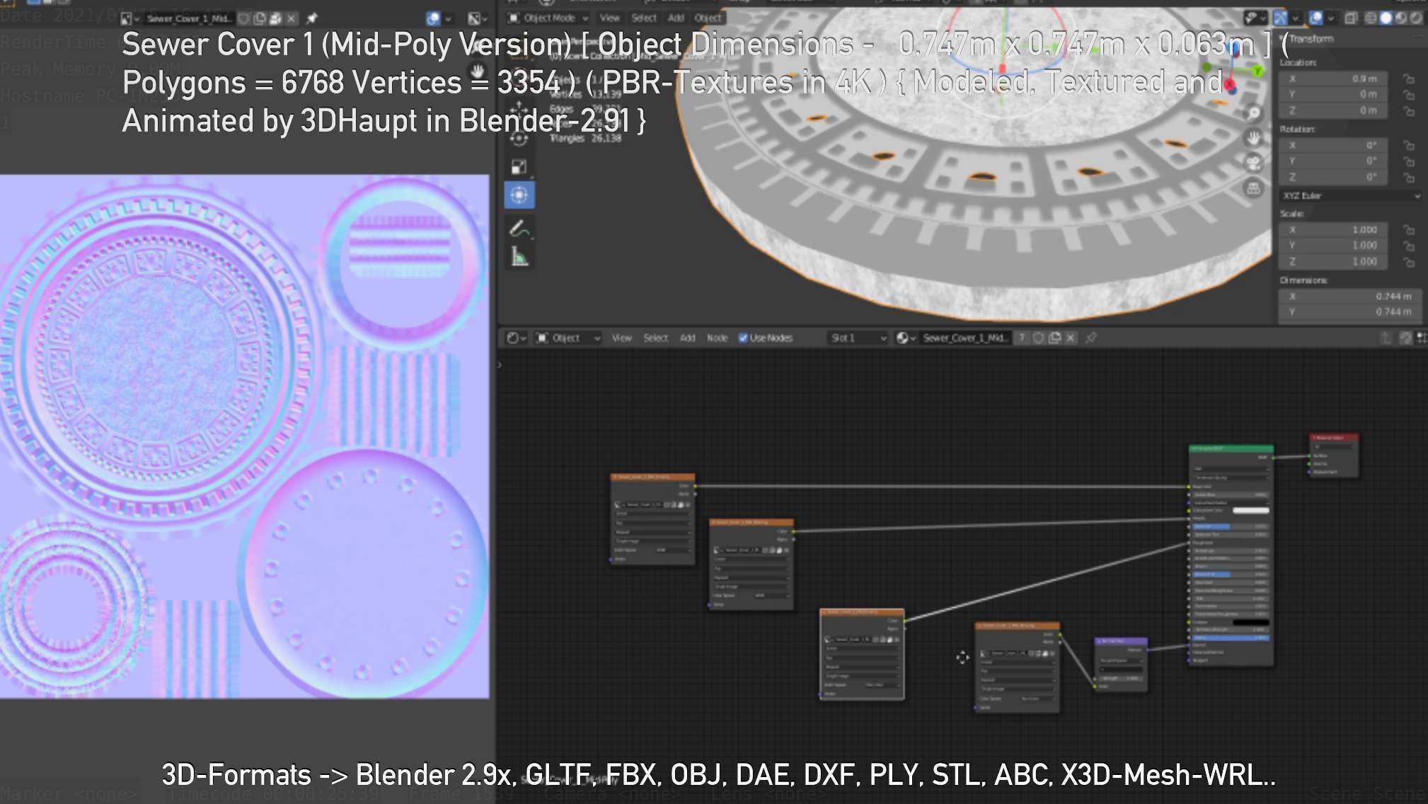 Sewer Cover 1 Mid-Poly Version Low-poly 3D model_78