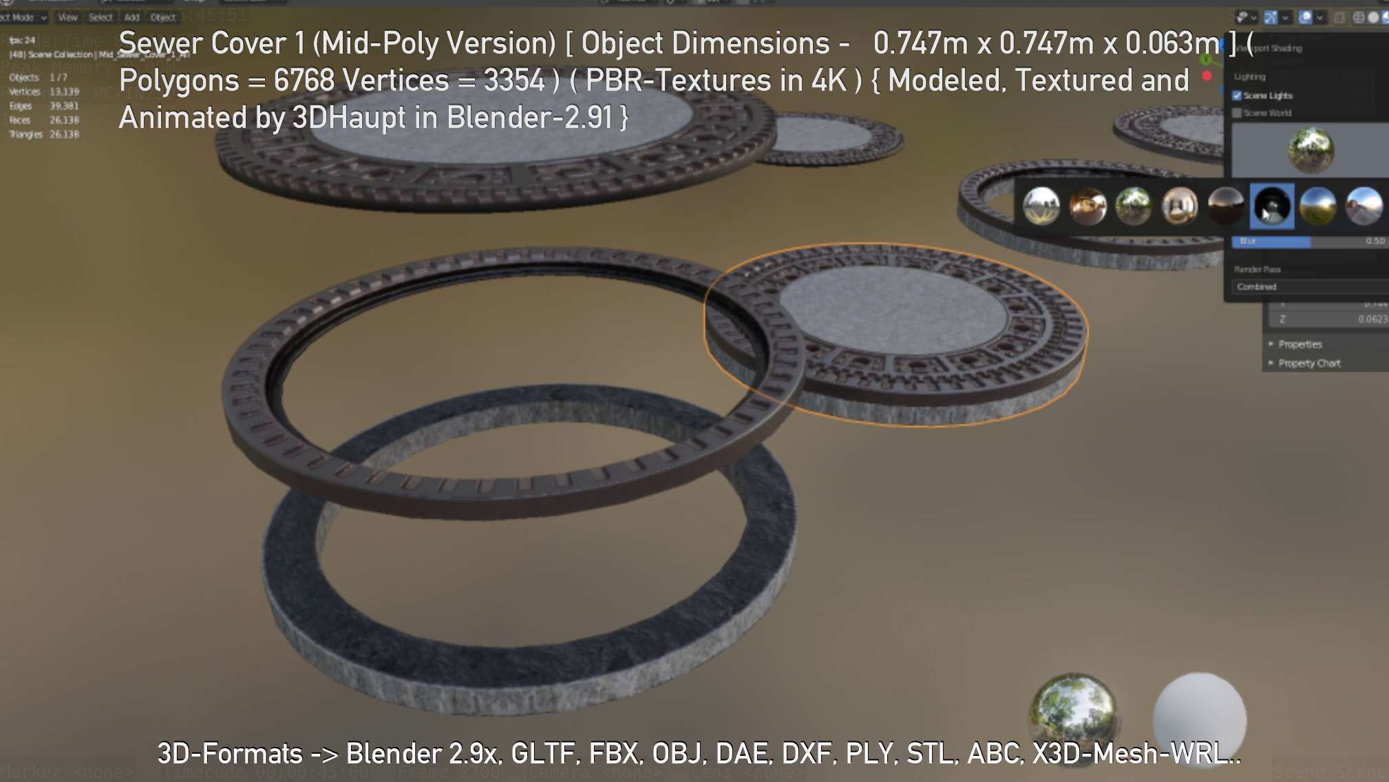 Sewer Cover 1 Mid-Poly Version Low-poly 3D model_6