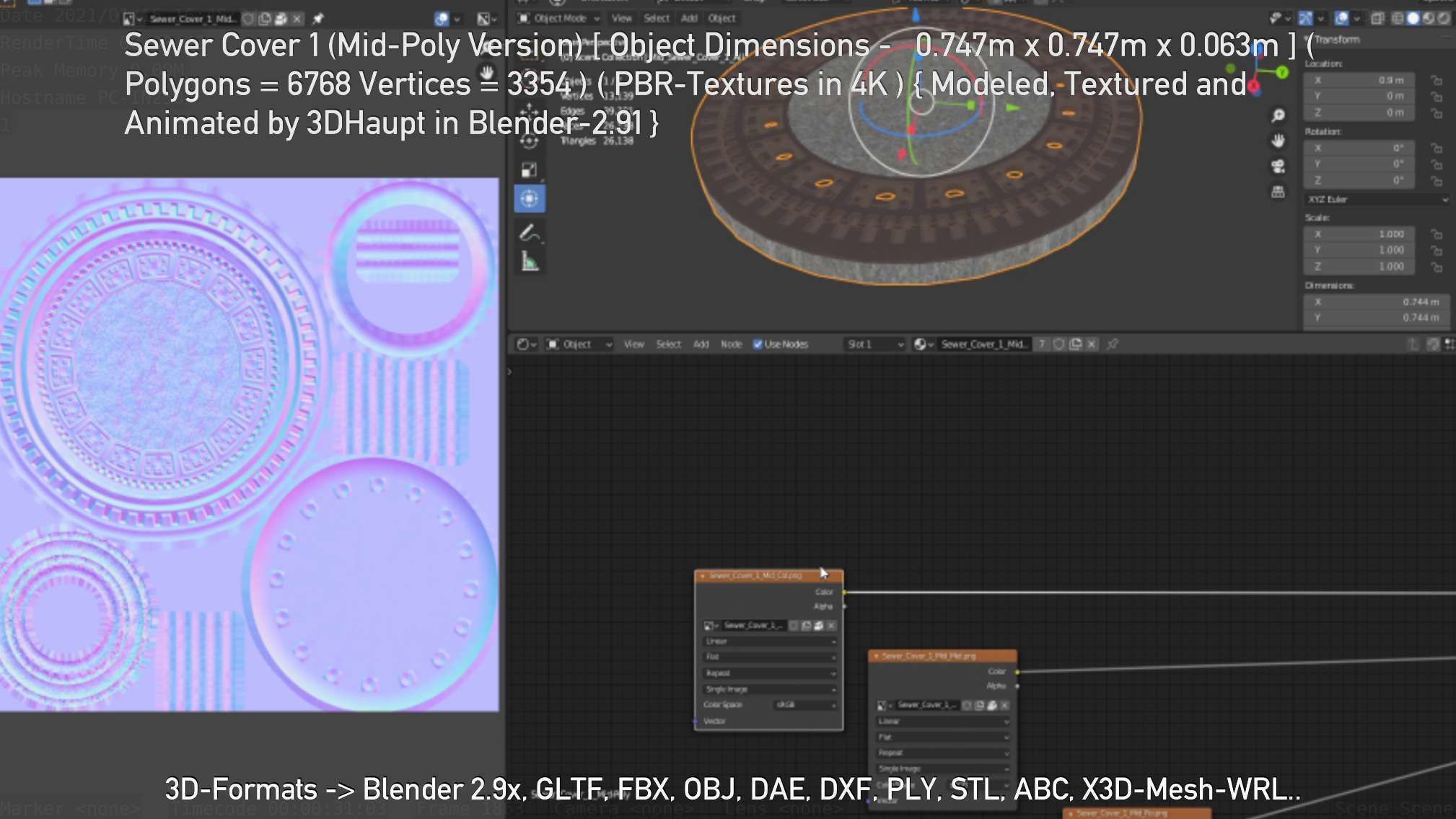 Sewer Cover 1 Mid-Poly Version Low-poly 3D model_37