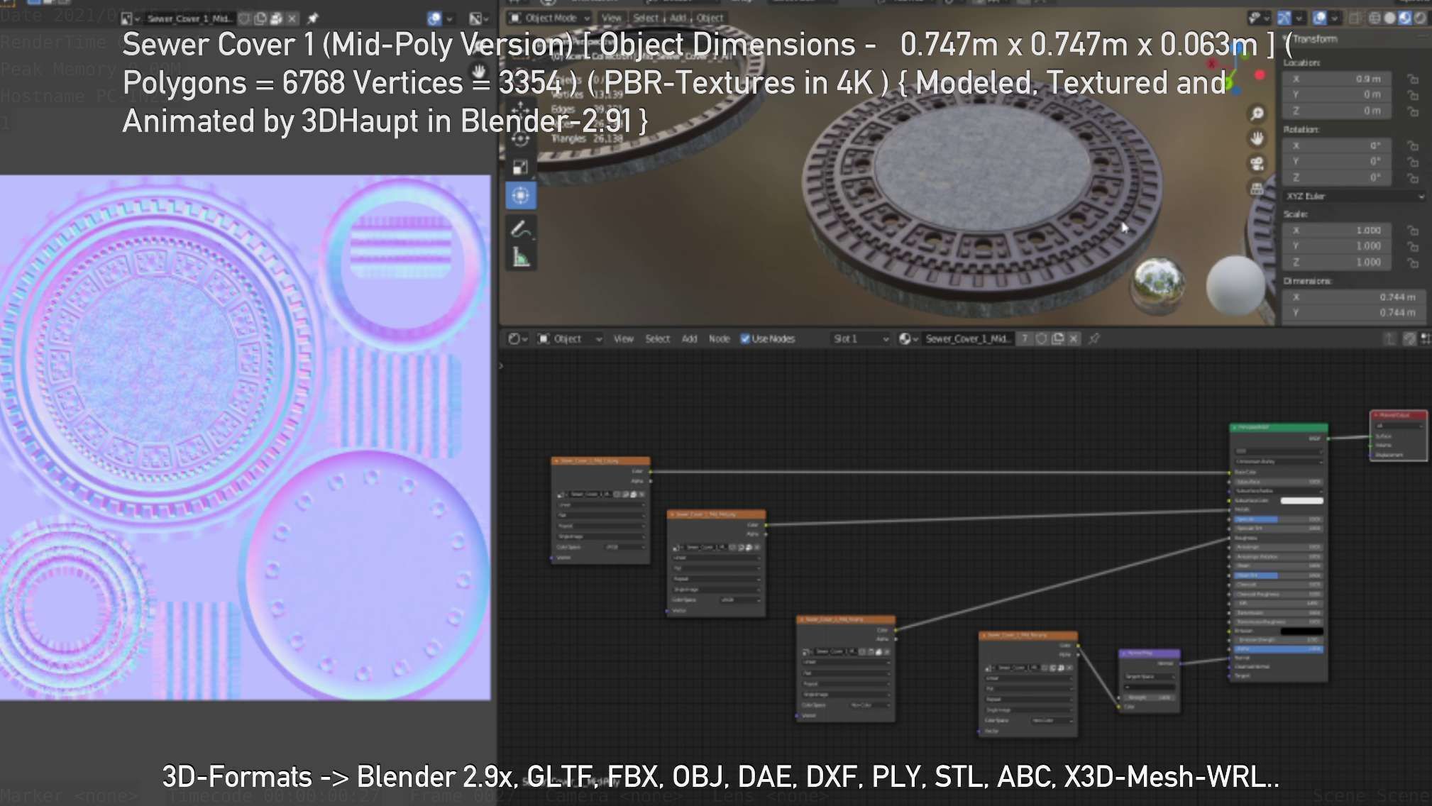 Sewer Cover 1 Mid-Poly Version Low-poly 3D model_100