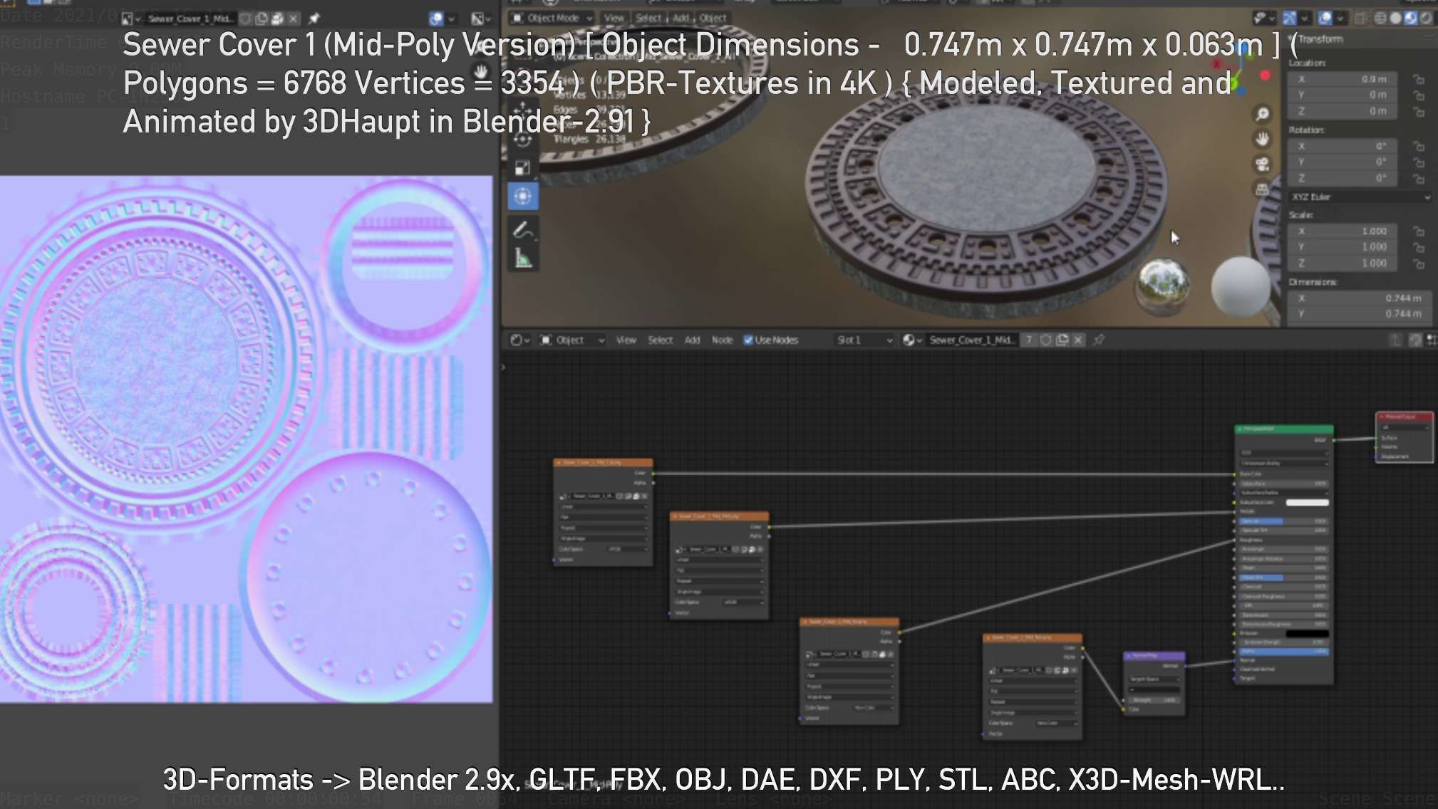 Sewer Cover 1 Mid-Poly Version Low-poly 3D model_73